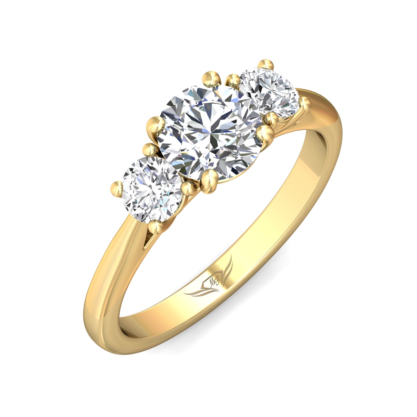 18K Yellow Gold Round Diamond Engagement Ring