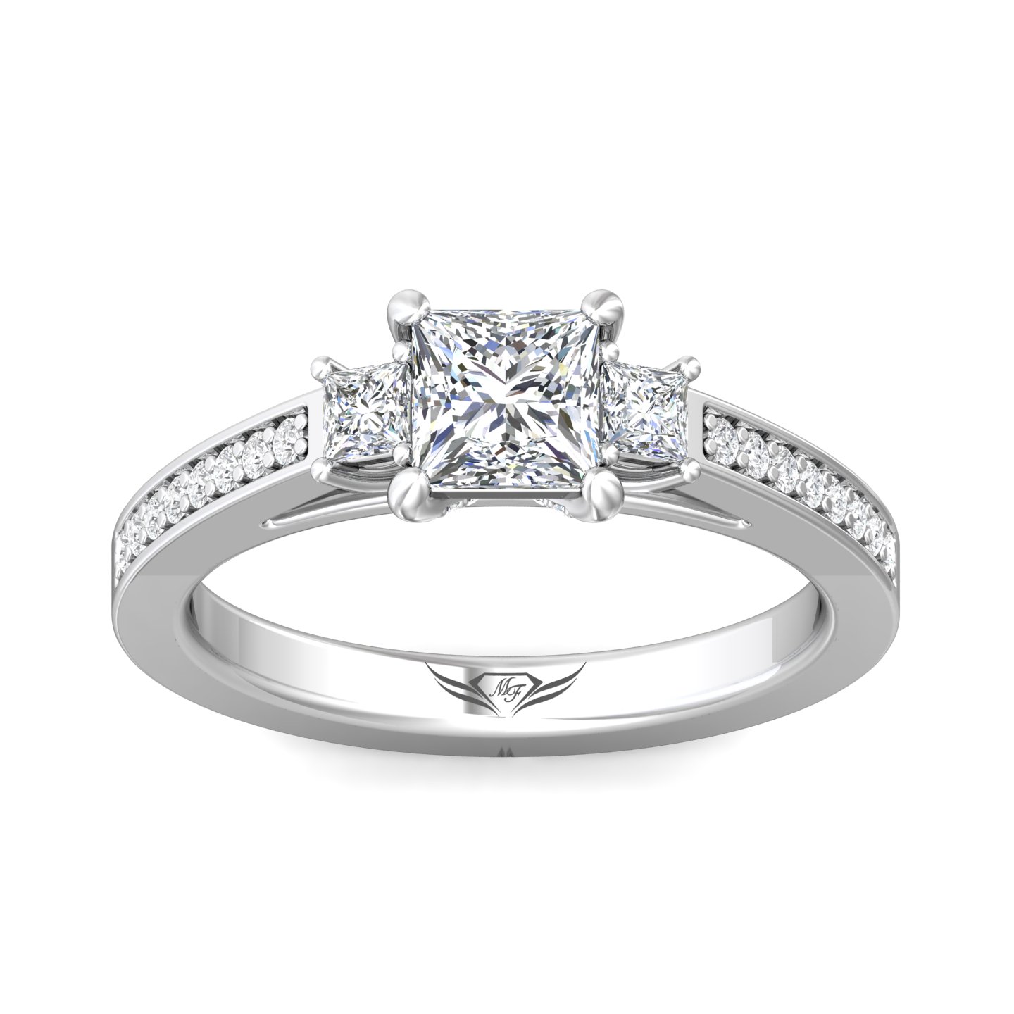 14K White Gold Princess Diamond Engagement Ring