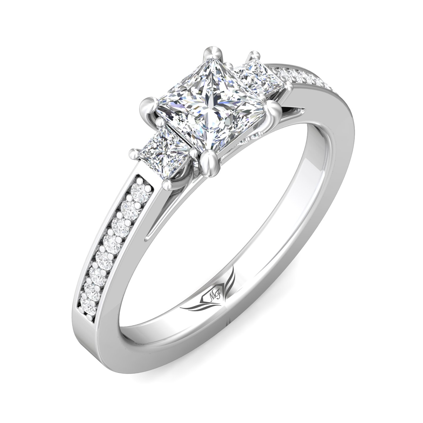 14K White Gold Princess Diamond Engagement Ring