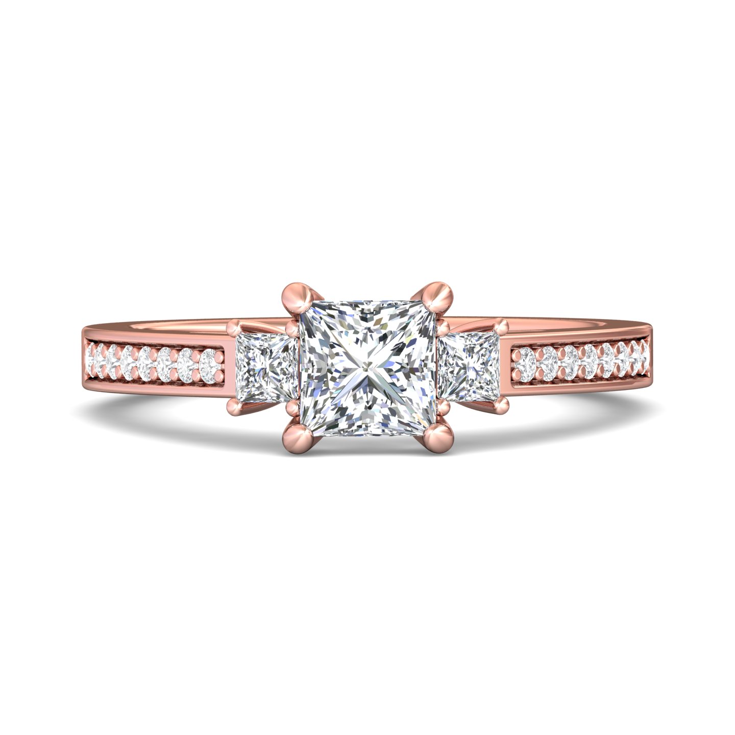 14K Rose Gold Princess Diamond Engagement Ring