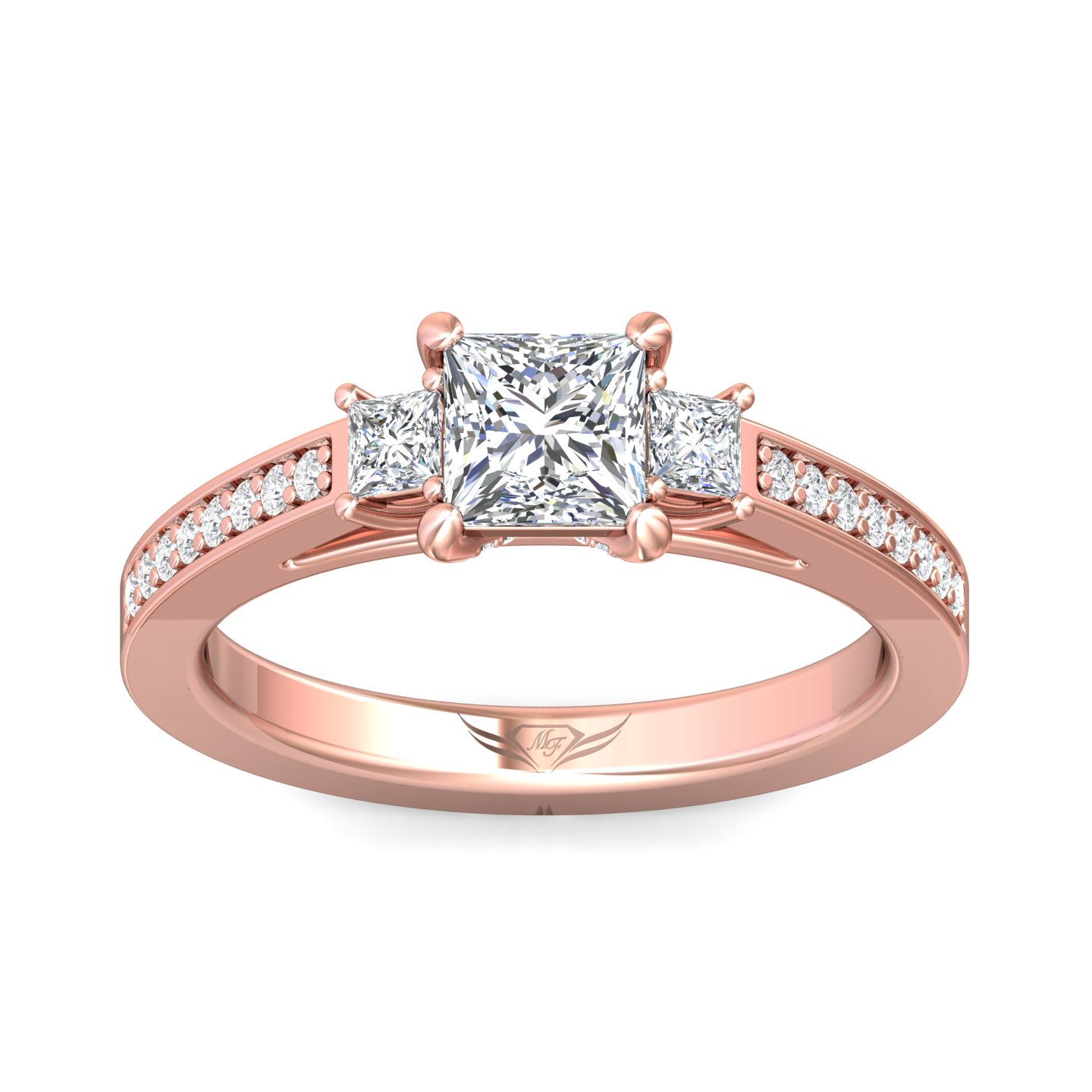 14K Rose Gold Princess Diamond Engagement Ring