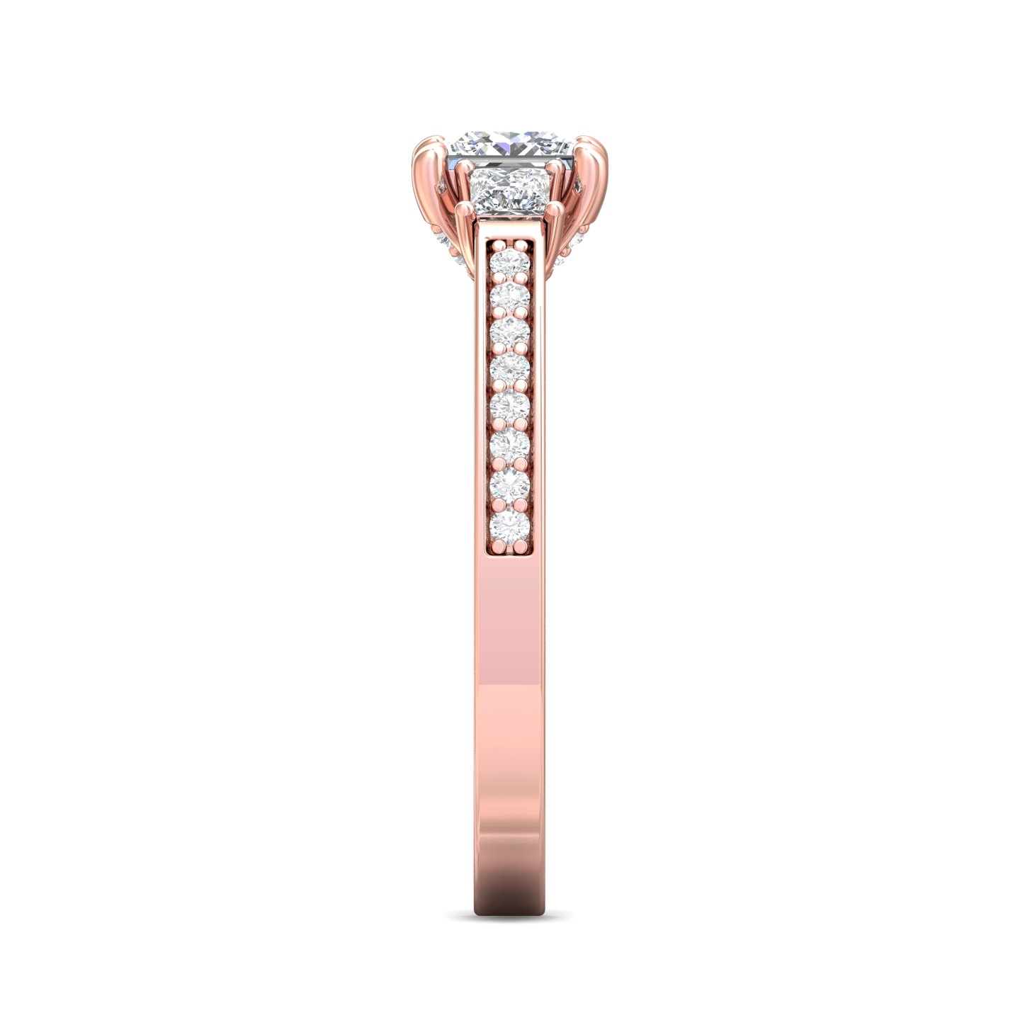 14K Rose Gold Princess Diamond Engagement Ring