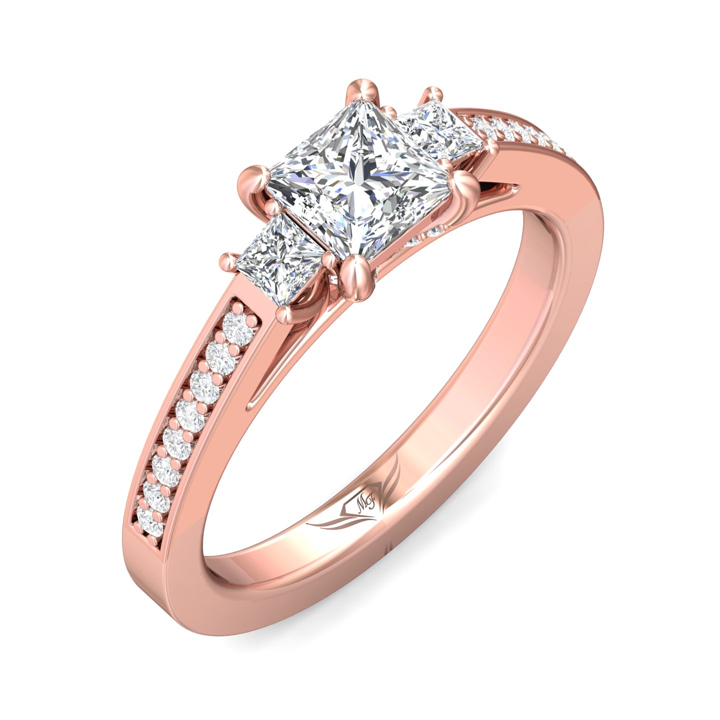 14K Rose Gold Princess Diamond Engagement Ring