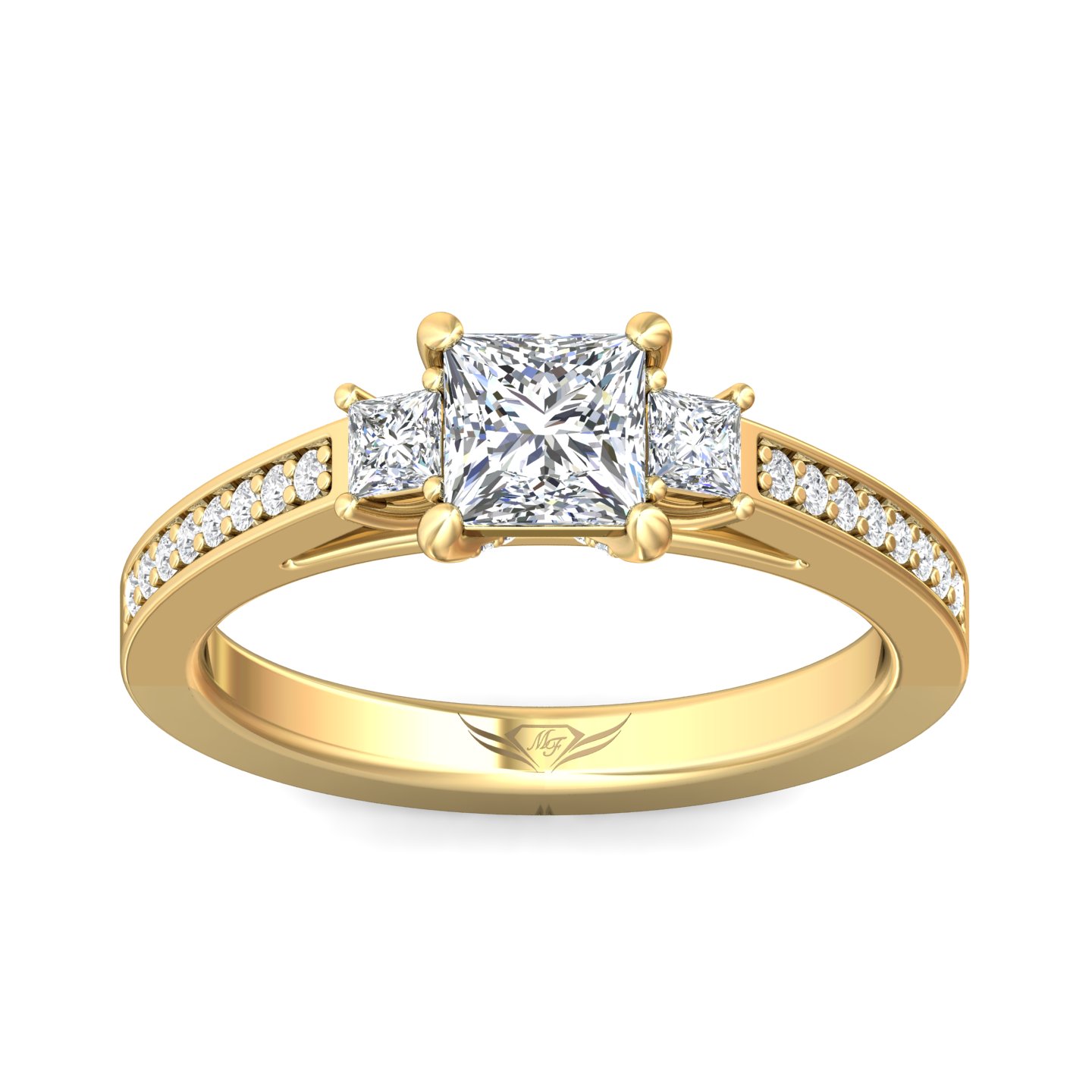 14K Yellow Gold Princess Diamond Engagement Ring