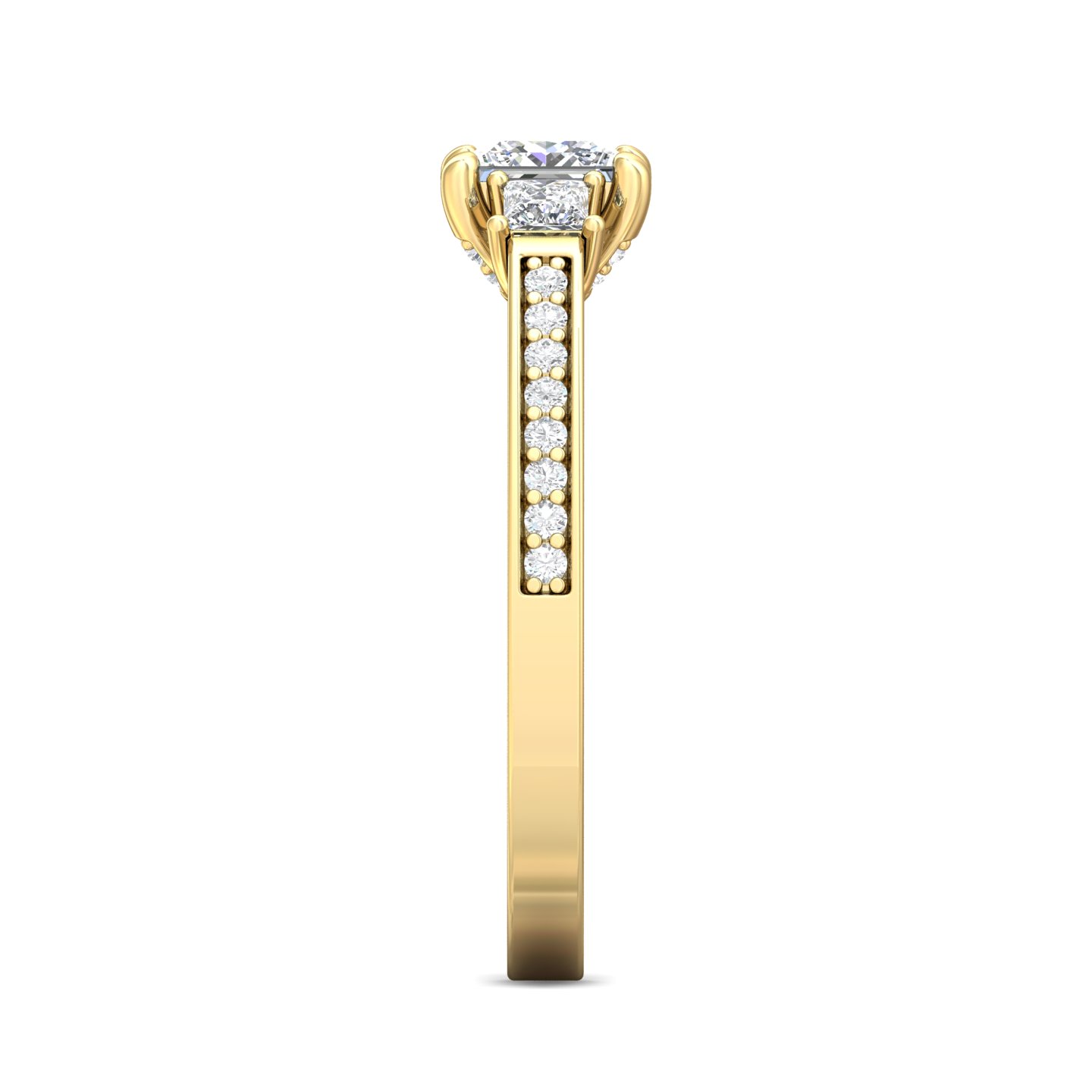 14K Yellow Gold Princess Diamond Engagement Ring