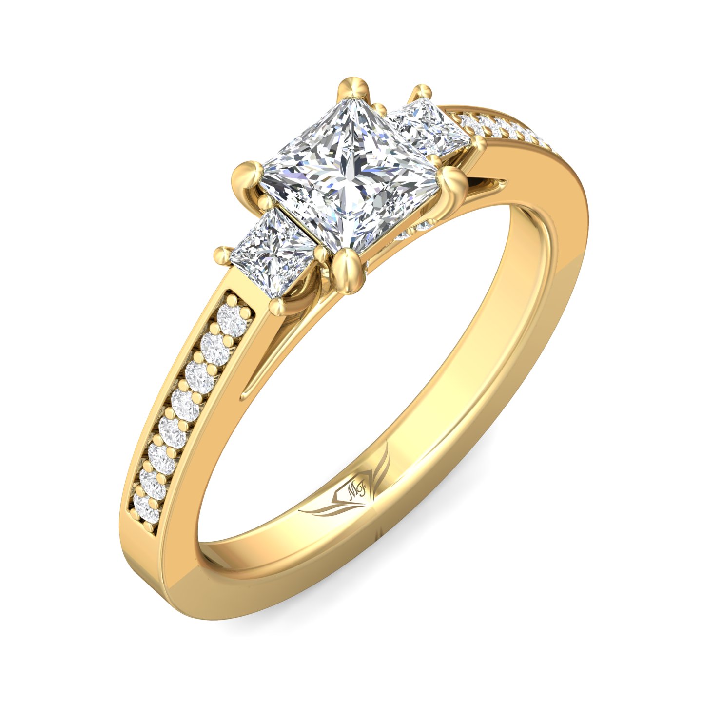 14K Yellow Gold Princess Diamond Engagement Ring
