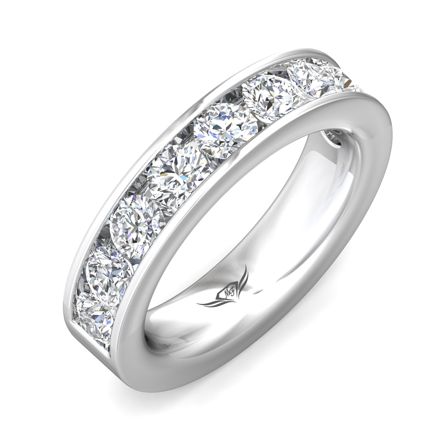 14K White Gold Wedding Band