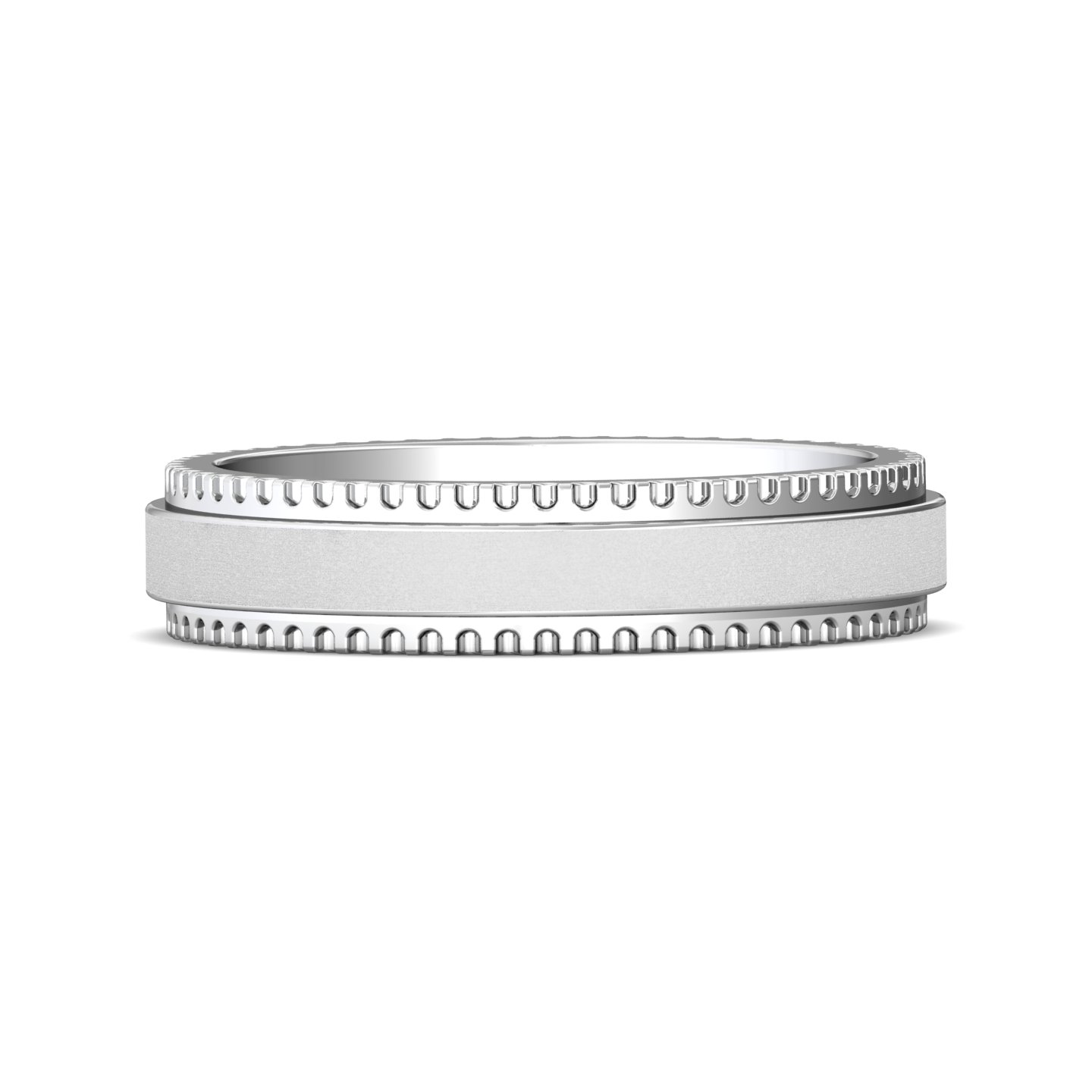 14K White Gold Mens Band