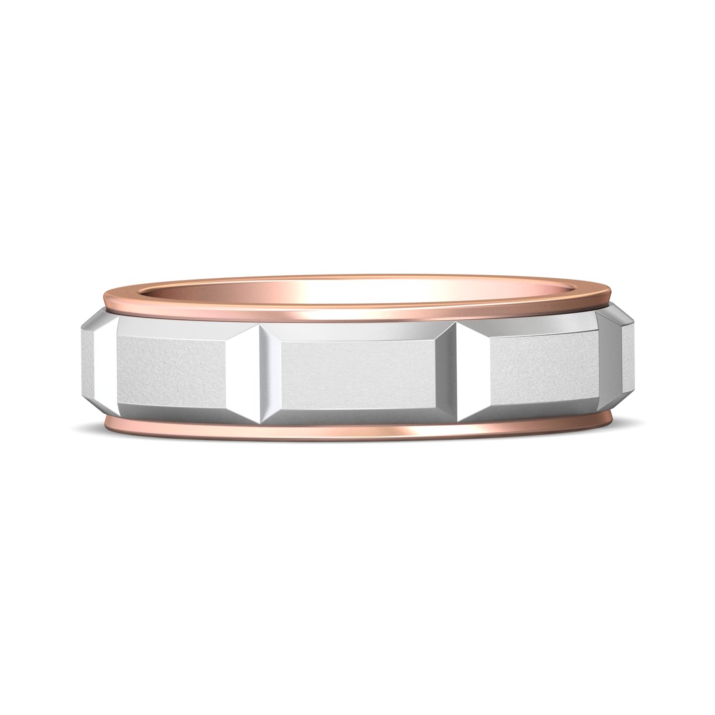 14K Rose and White Gold Mens Band