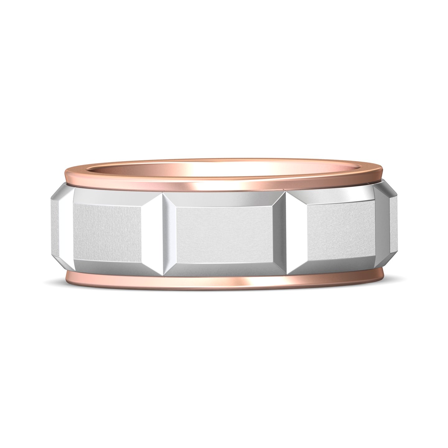 14K Rose and White Gold Mens Band