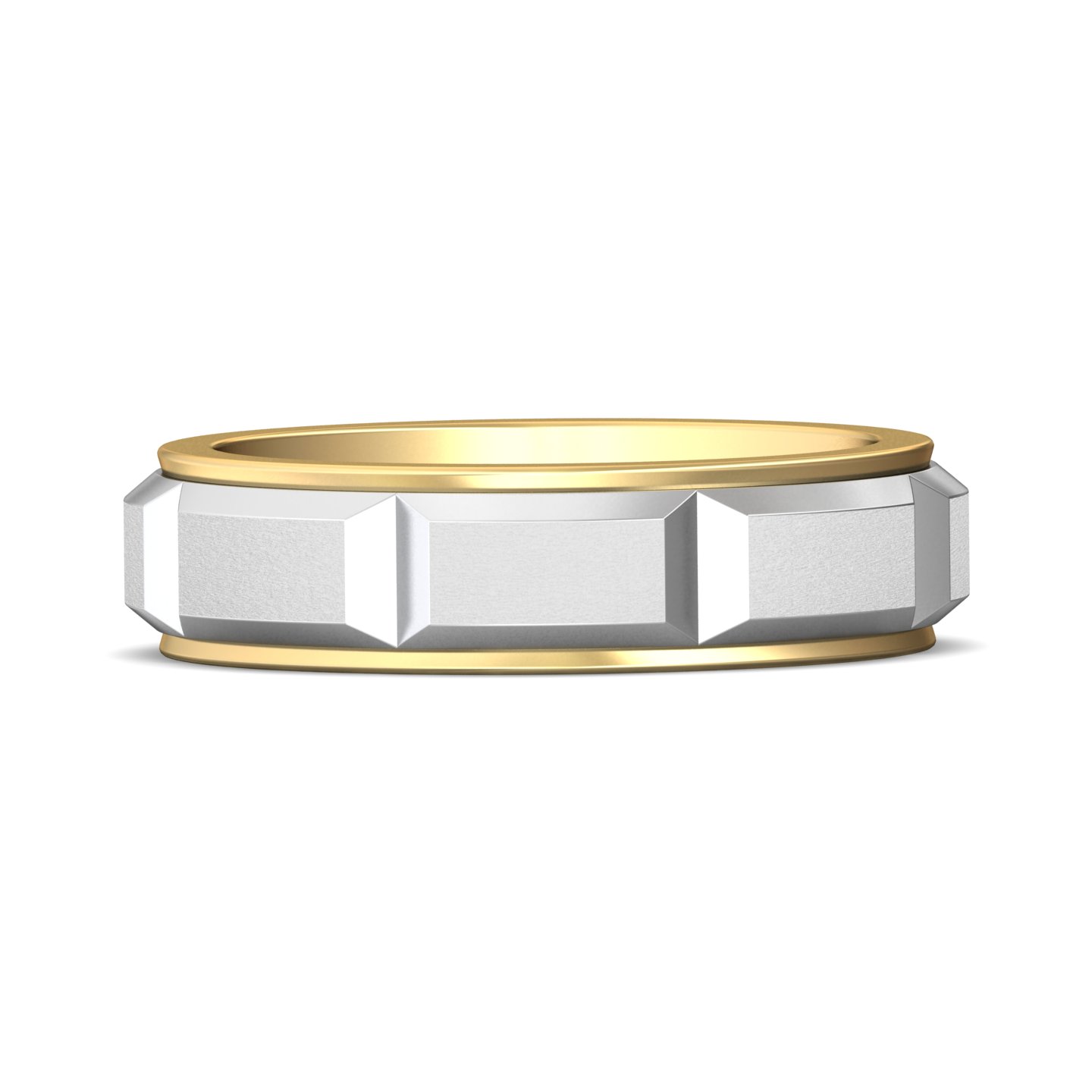 14K Yellow and White Gold Mens Band