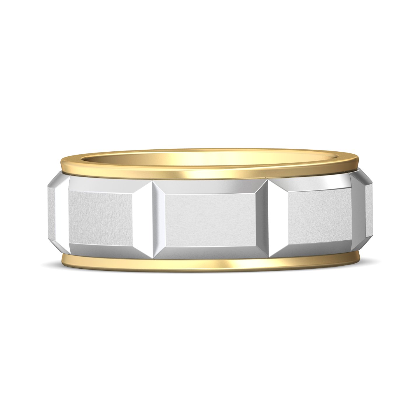 14K Yellow and White Gold Mens Band