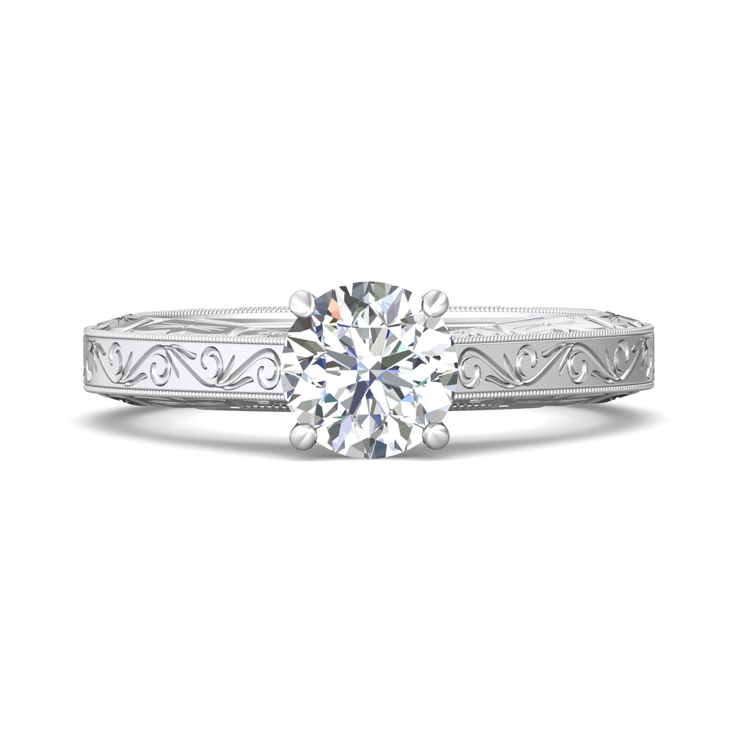 18k yellow gold round diamond engagement ring
