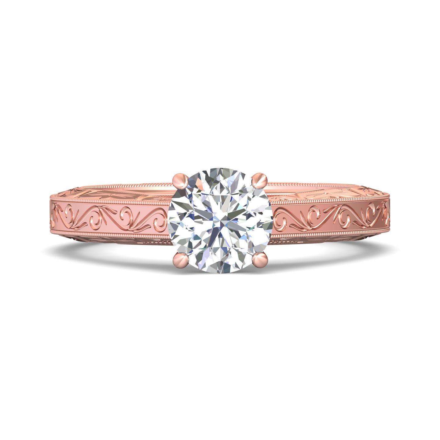18k yellow gold round diamond engagement ring
