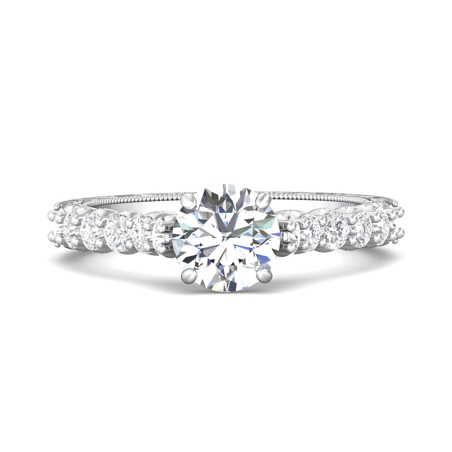 18K White Gold Round Diamond Engagement Ring