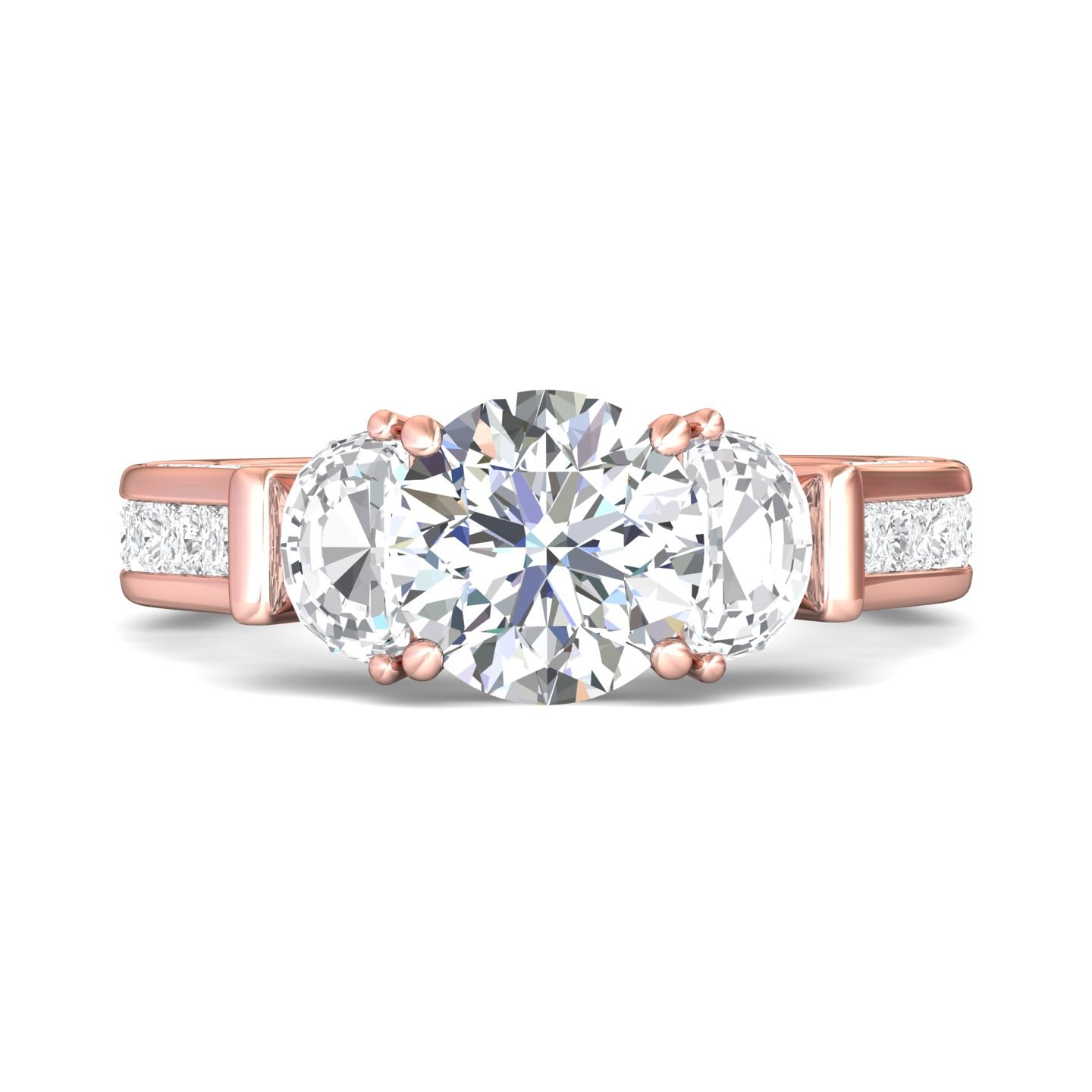 18K Rose Gold Round Diamond Engagement Ring