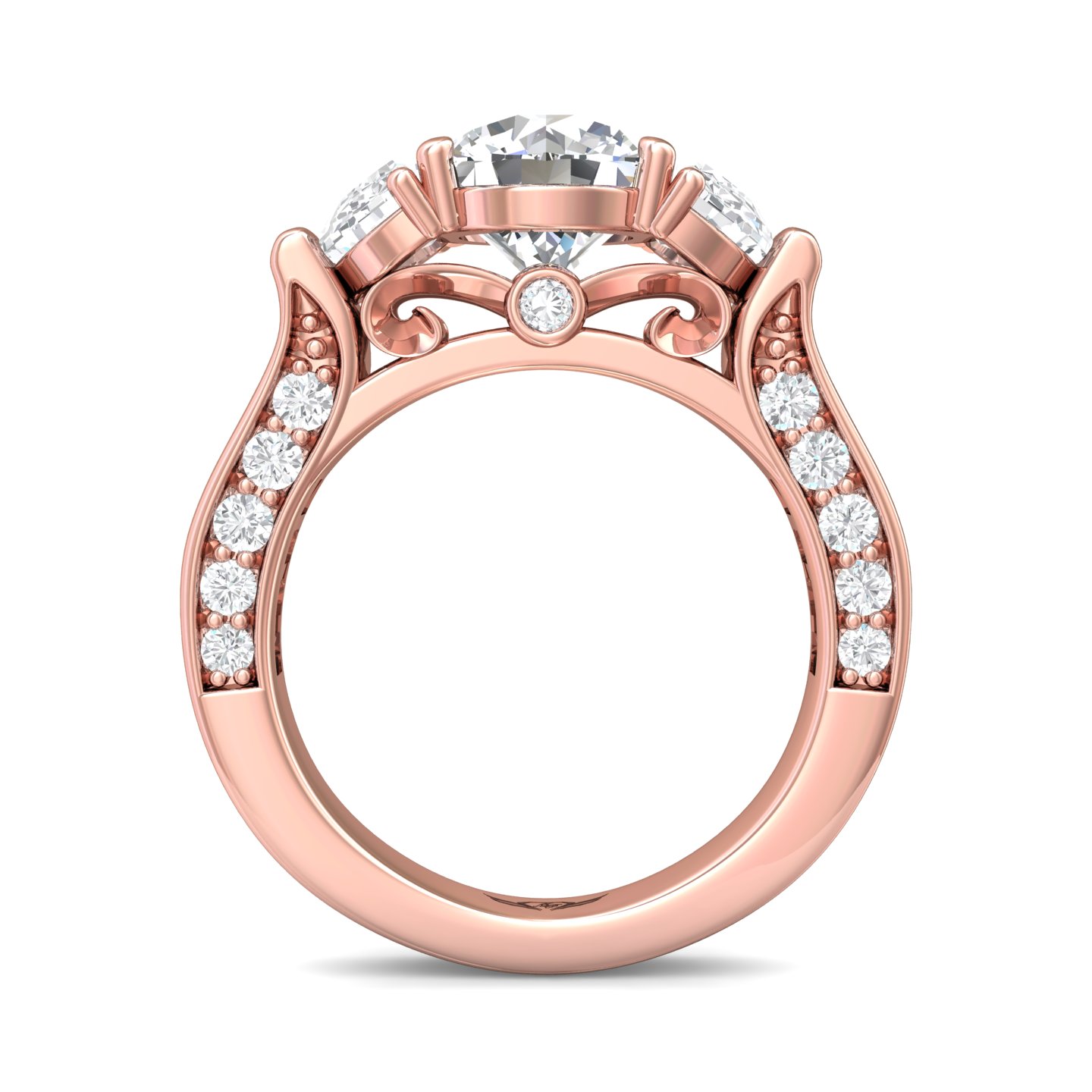18K Rose Gold Round Diamond Engagement Ring