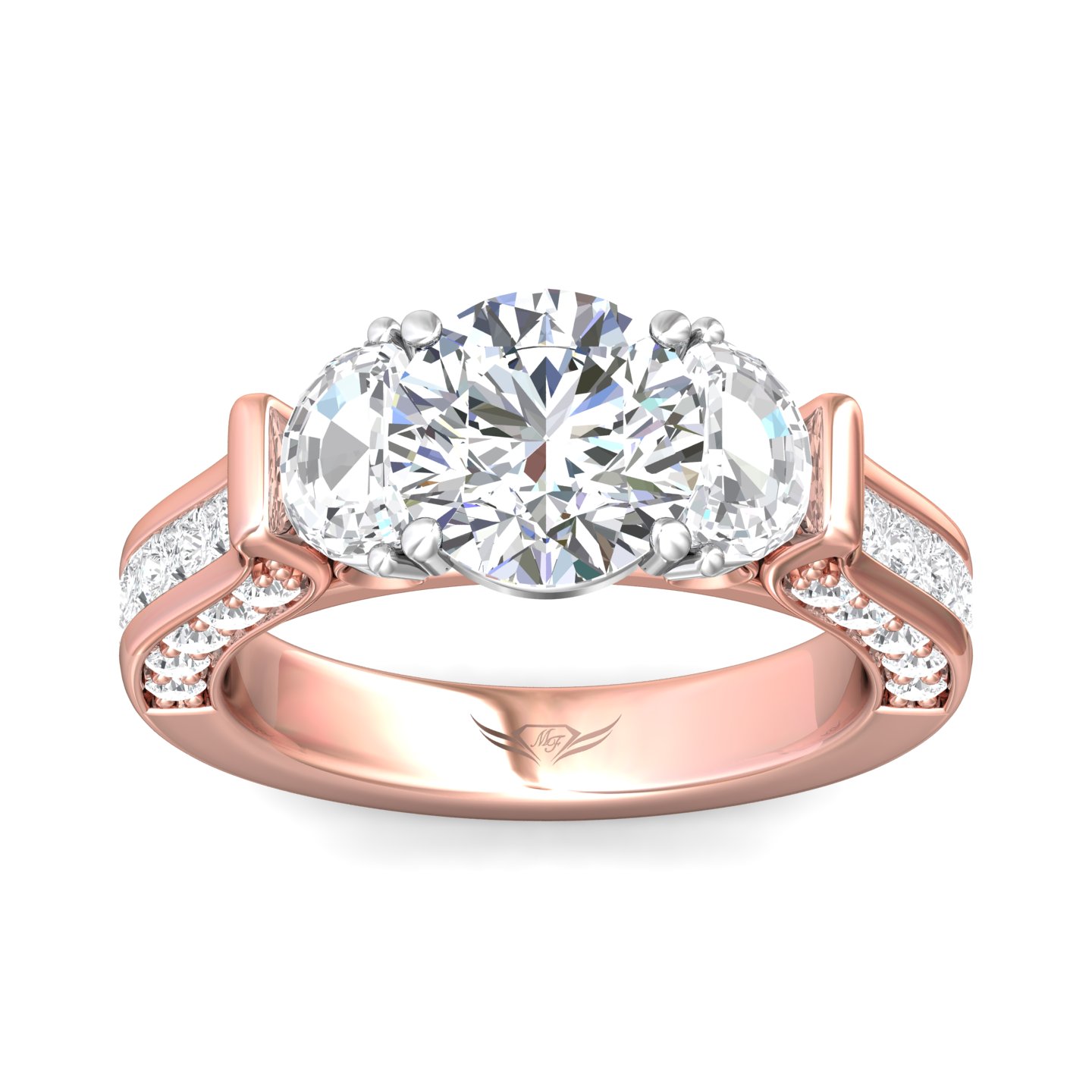14K Rose and White Gold Round Diamond Engagement Ring