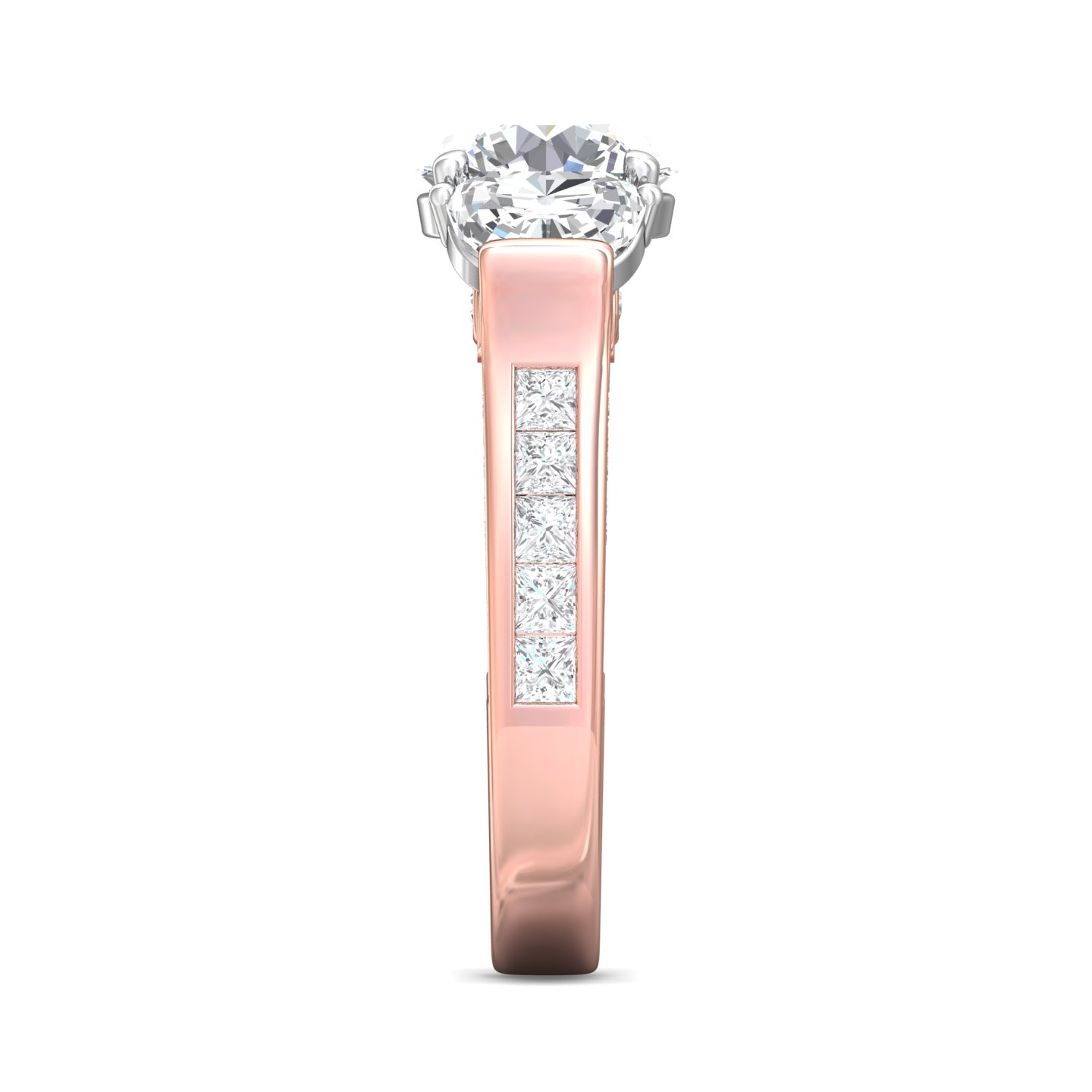 14K Rose and White Gold Round Diamond Engagement Ring