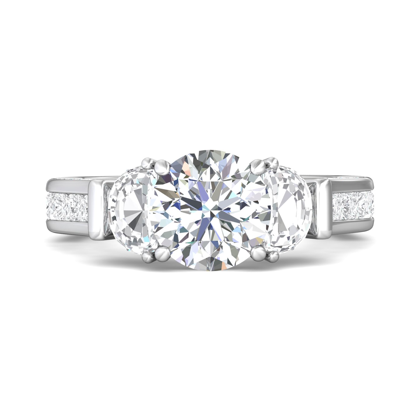 18K White Gold Round Diamond Engagement Ring