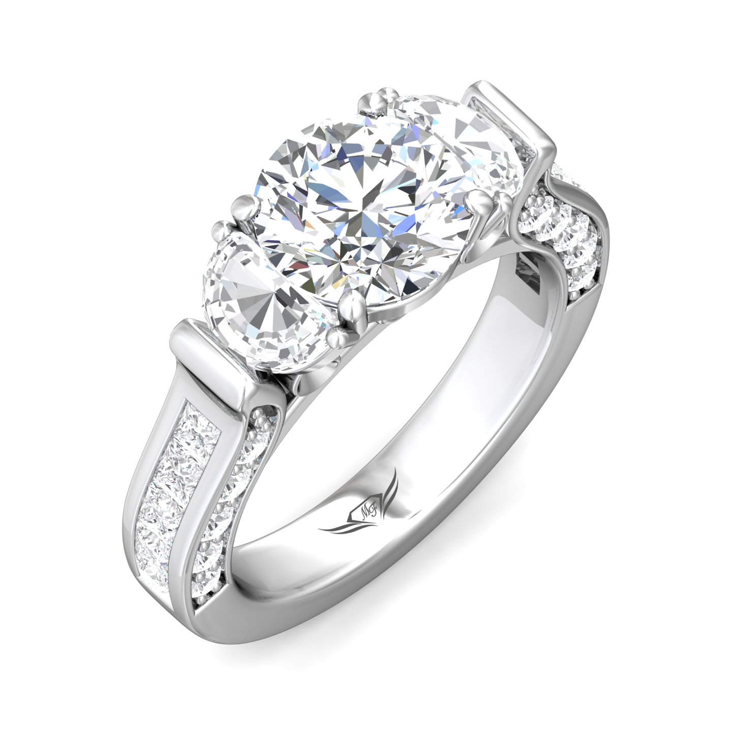  Platinum Round Diamond Engagement Ring
