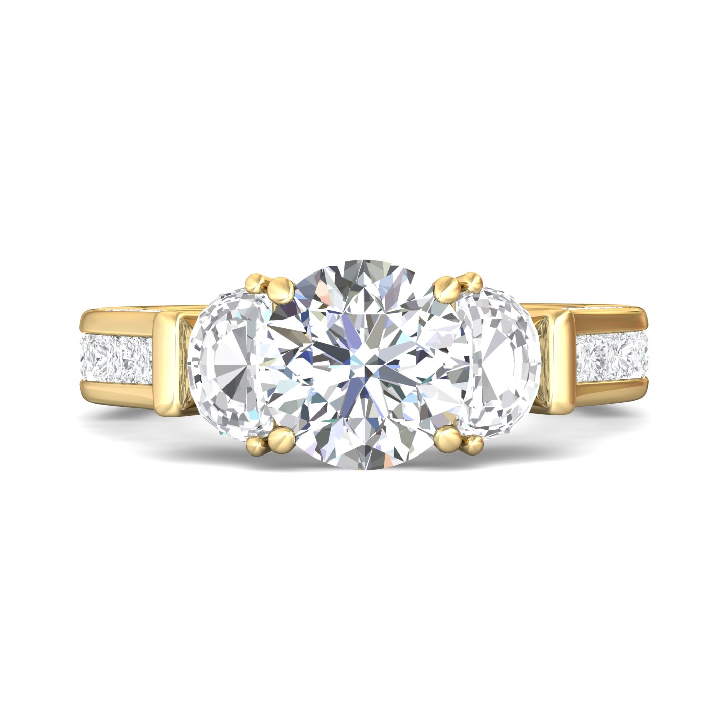 18K Yellow Gold Round Diamond Engagement Ring