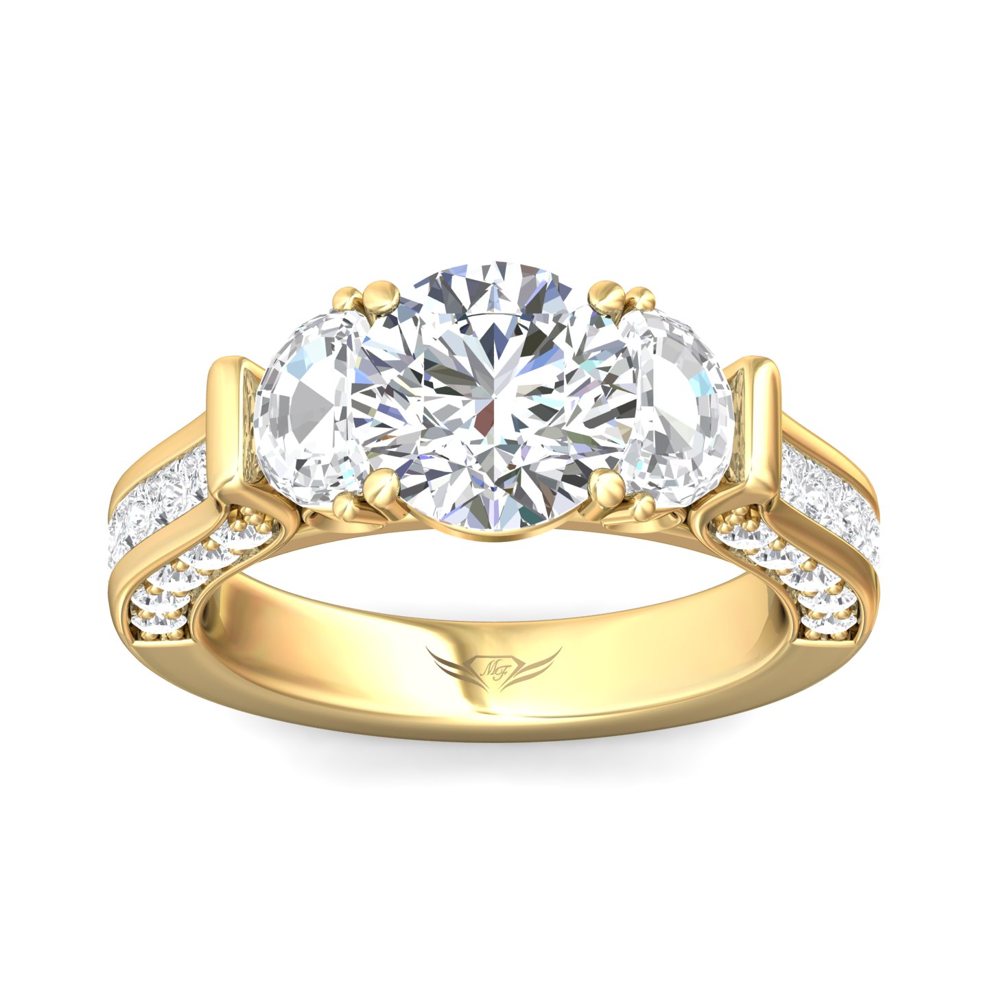 18K Yellow Gold Round Diamond Engagement Ring