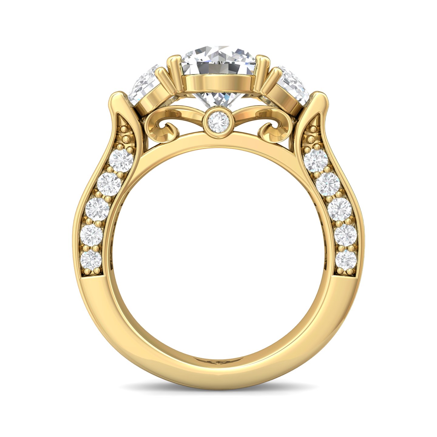 18K Yellow Gold Round Diamond Engagement Ring