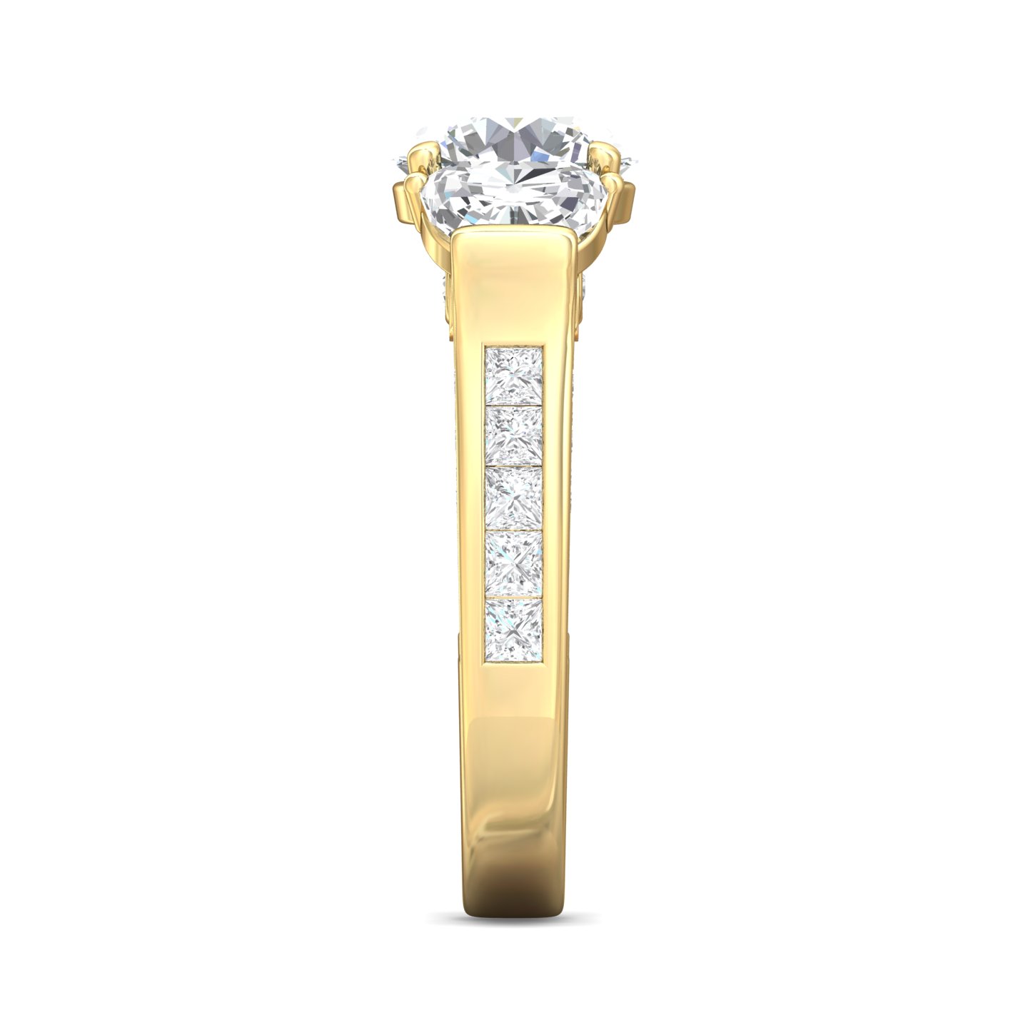 18K Yellow Gold Round Diamond Engagement Ring