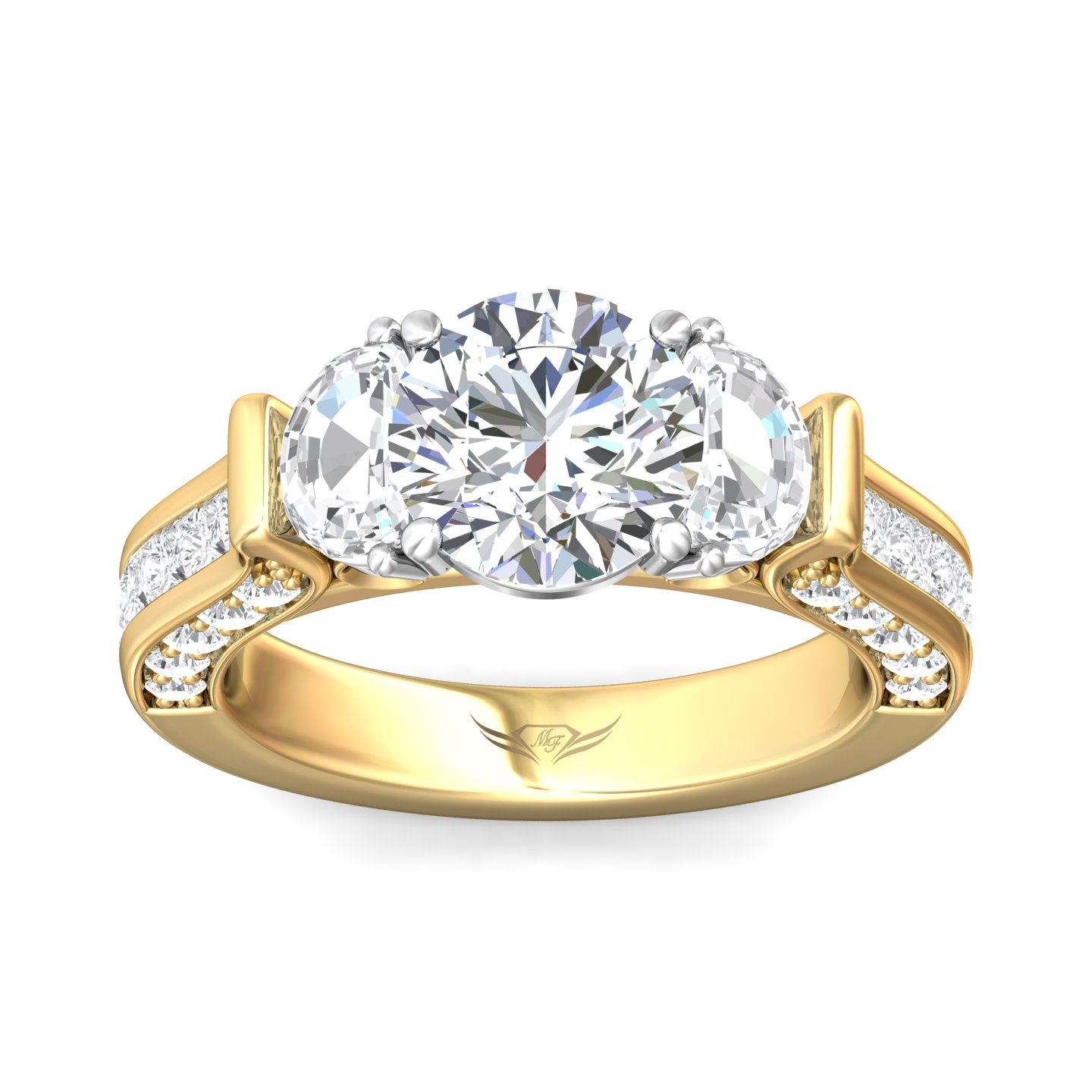 14K Yellow and White Gold Round Diamond Engagement Ring
