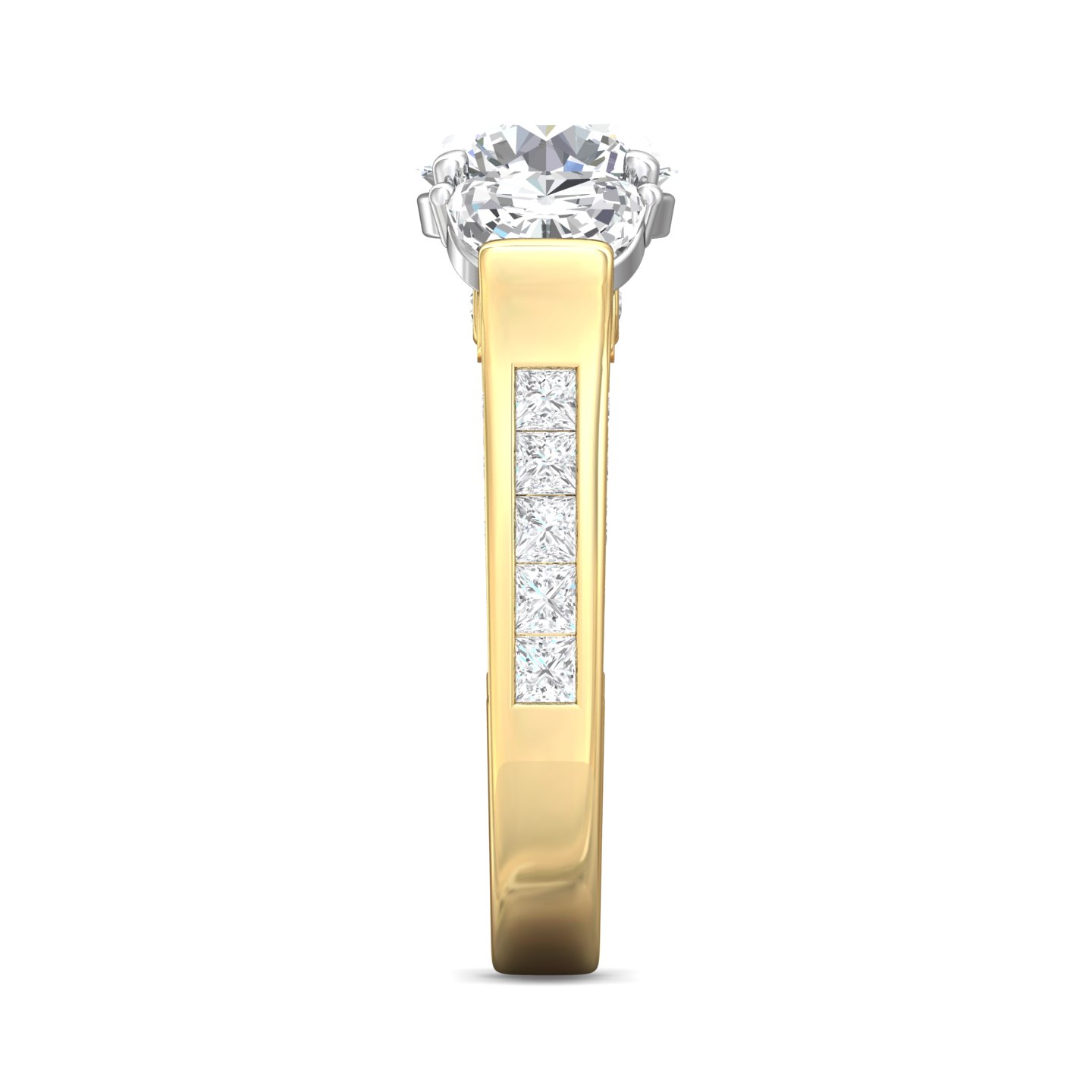 14K Yellow and White Gold Round Diamond Engagement Ring