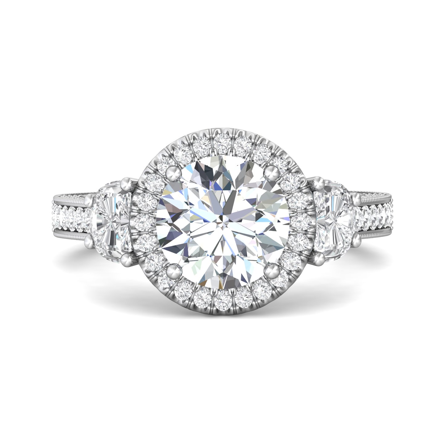 18K White Gold Round Diamond Engagement Ring