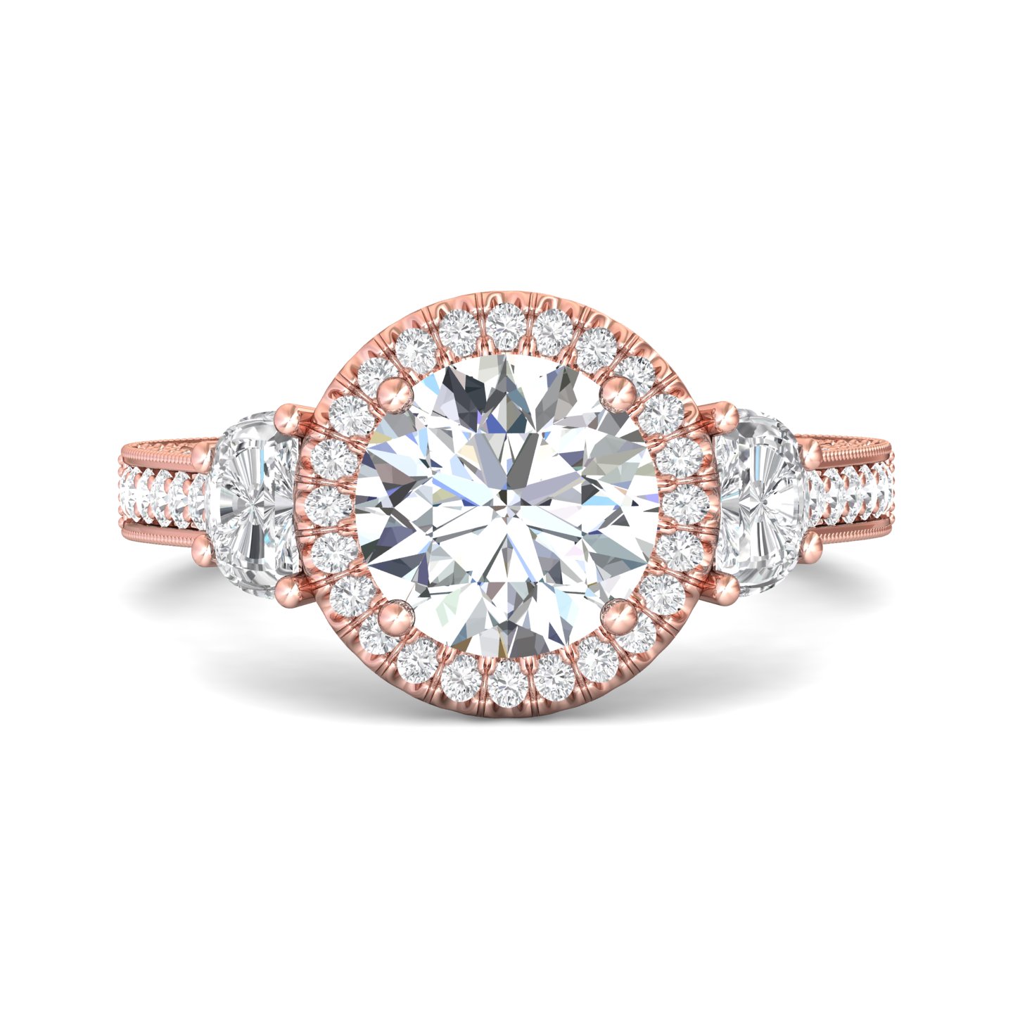18K Rose Gold Round Diamond Engagement Ring