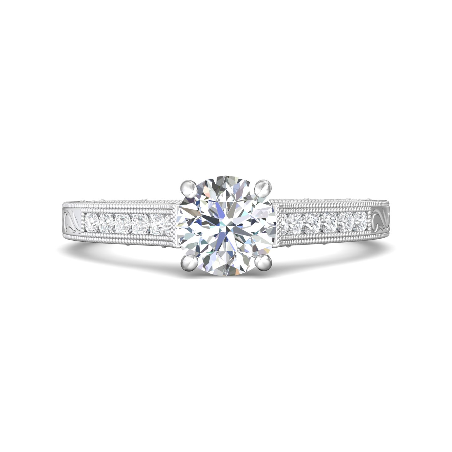 18k rose and white gold round diamond engagement ring
