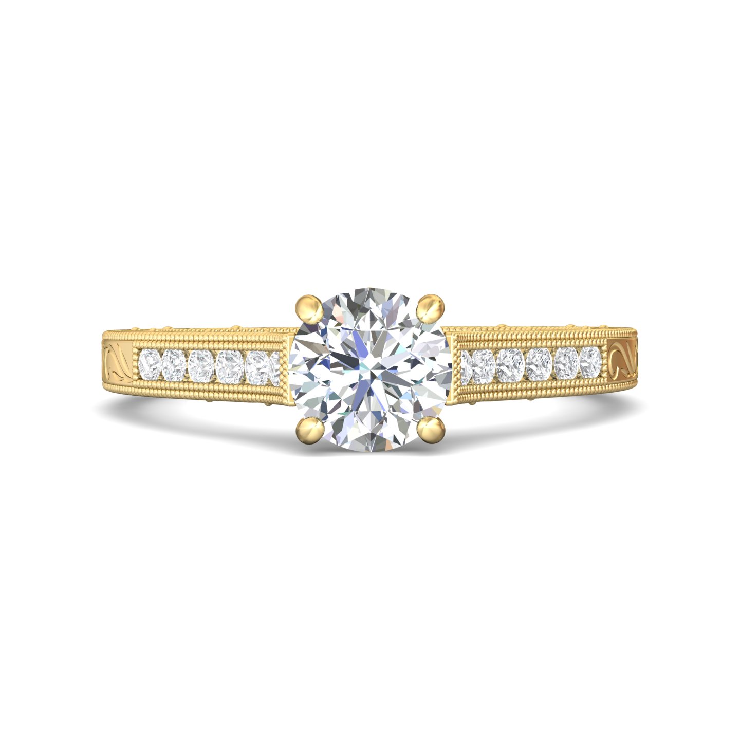 18k rose and white gold round diamond engagement ring