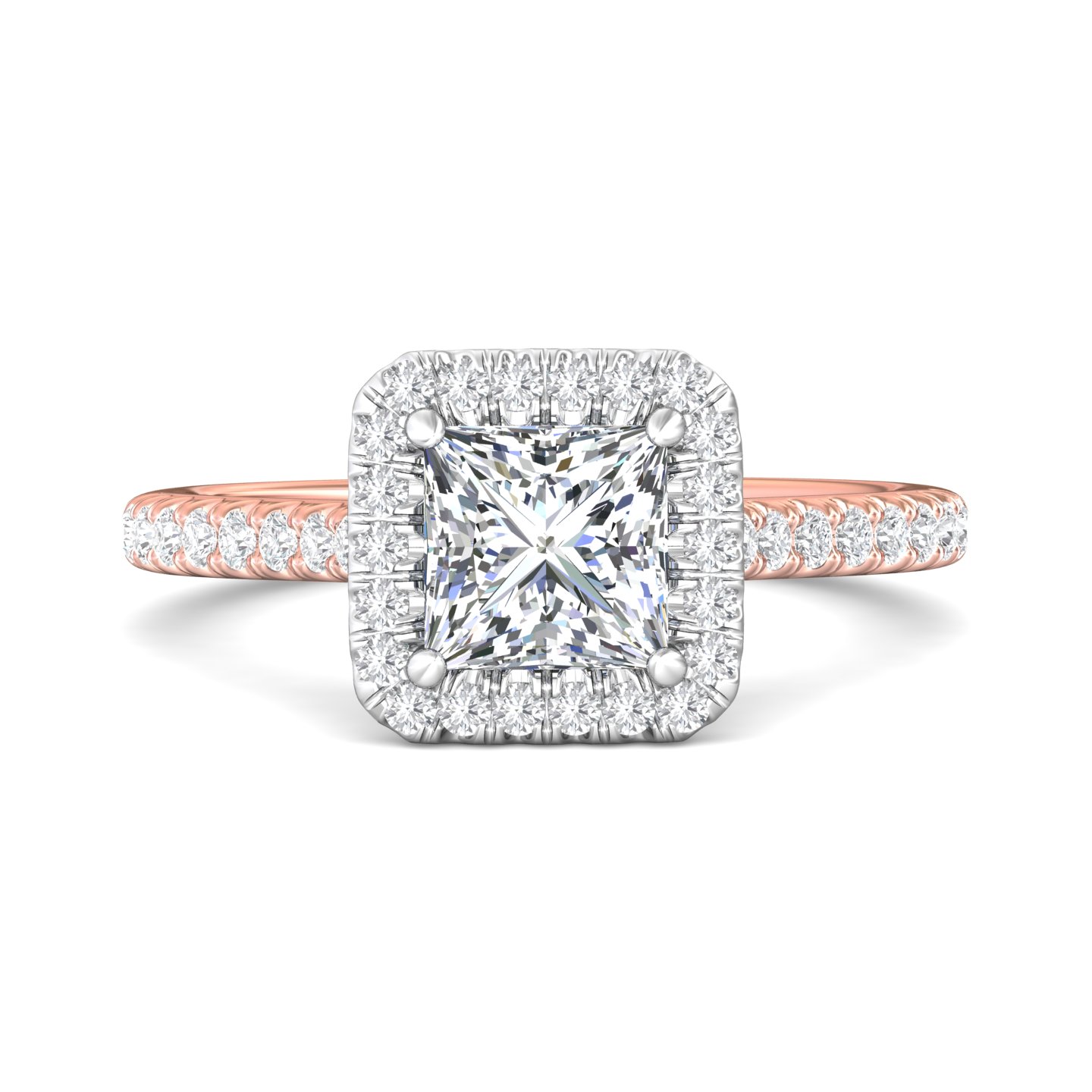 18K Rose and White Gold Asscher Cut Diamond Engagement Ring
