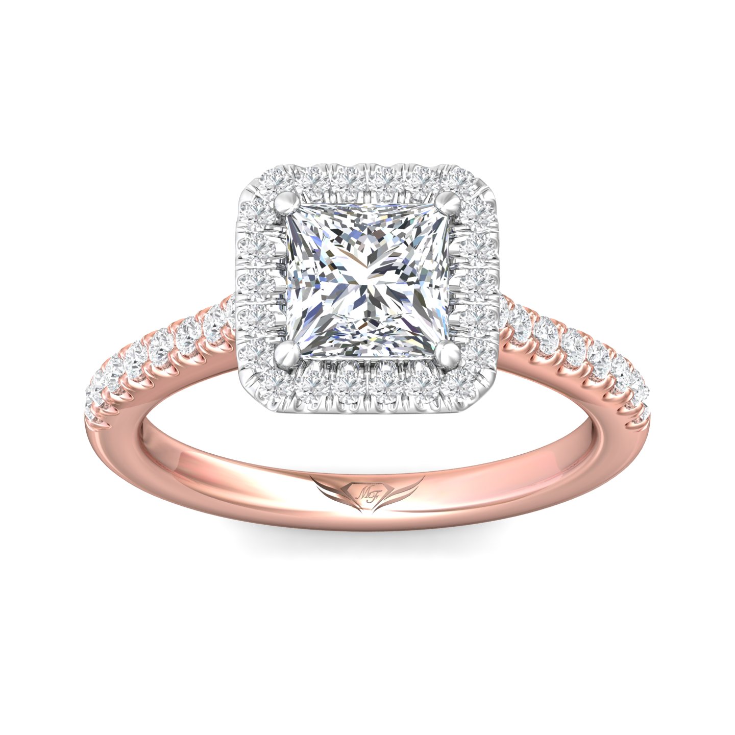18K Rose and White Gold Asscher Cut Diamond Engagement Ring