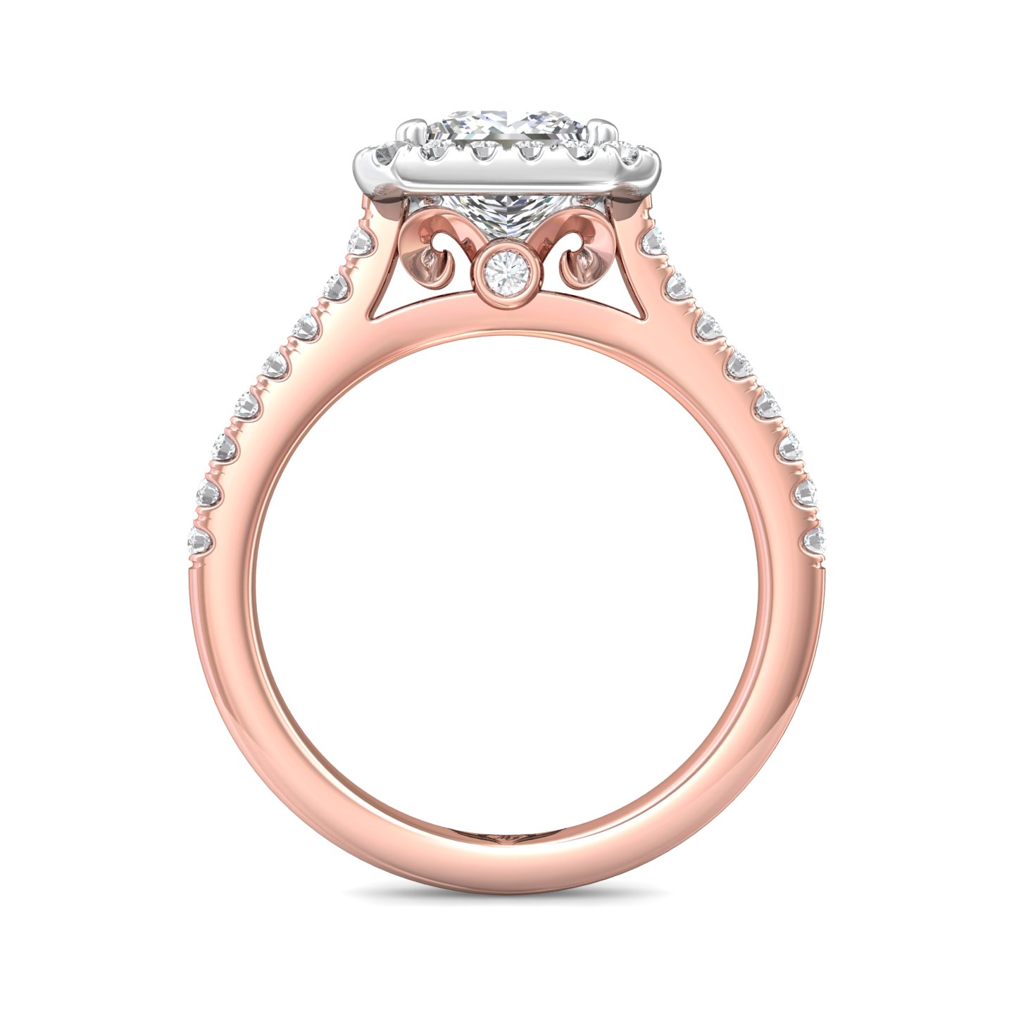 18K Rose and White Gold Asscher Cut Diamond Engagement Ring