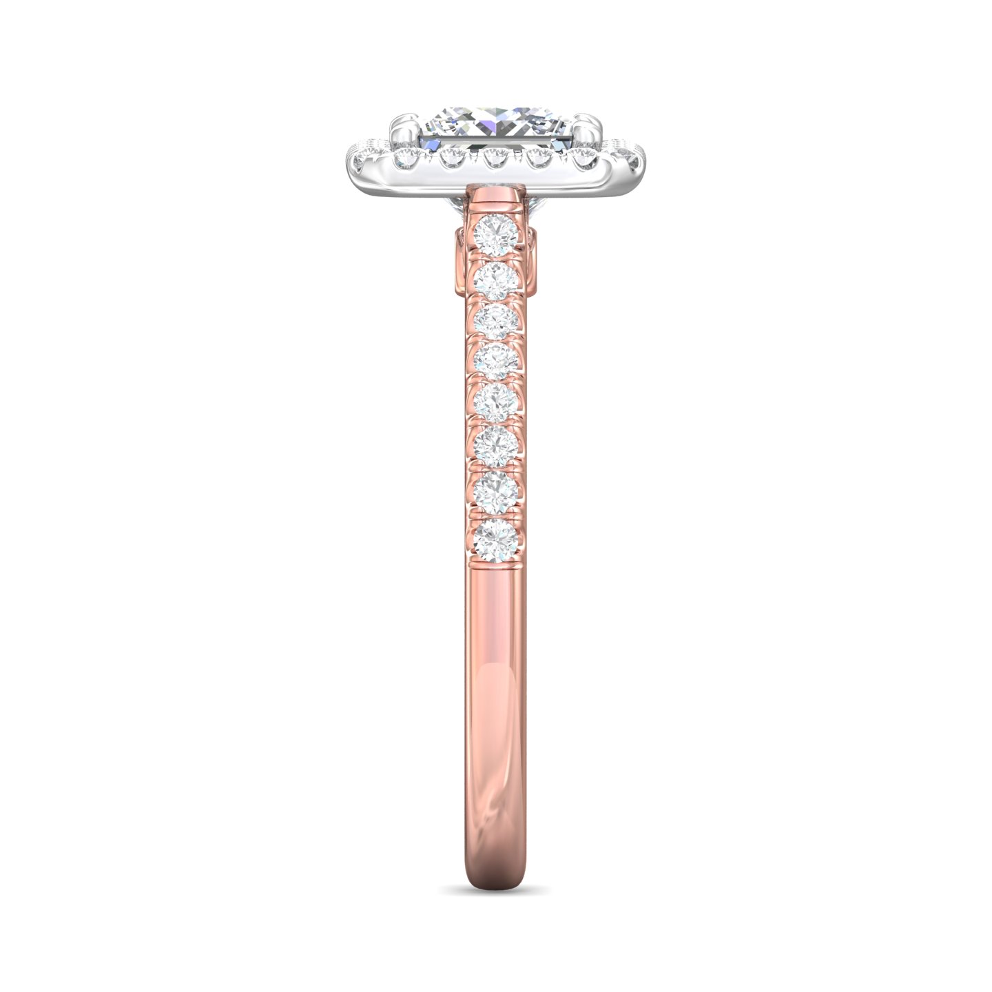 18K Rose and White Gold Asscher Cut Diamond Engagement Ring