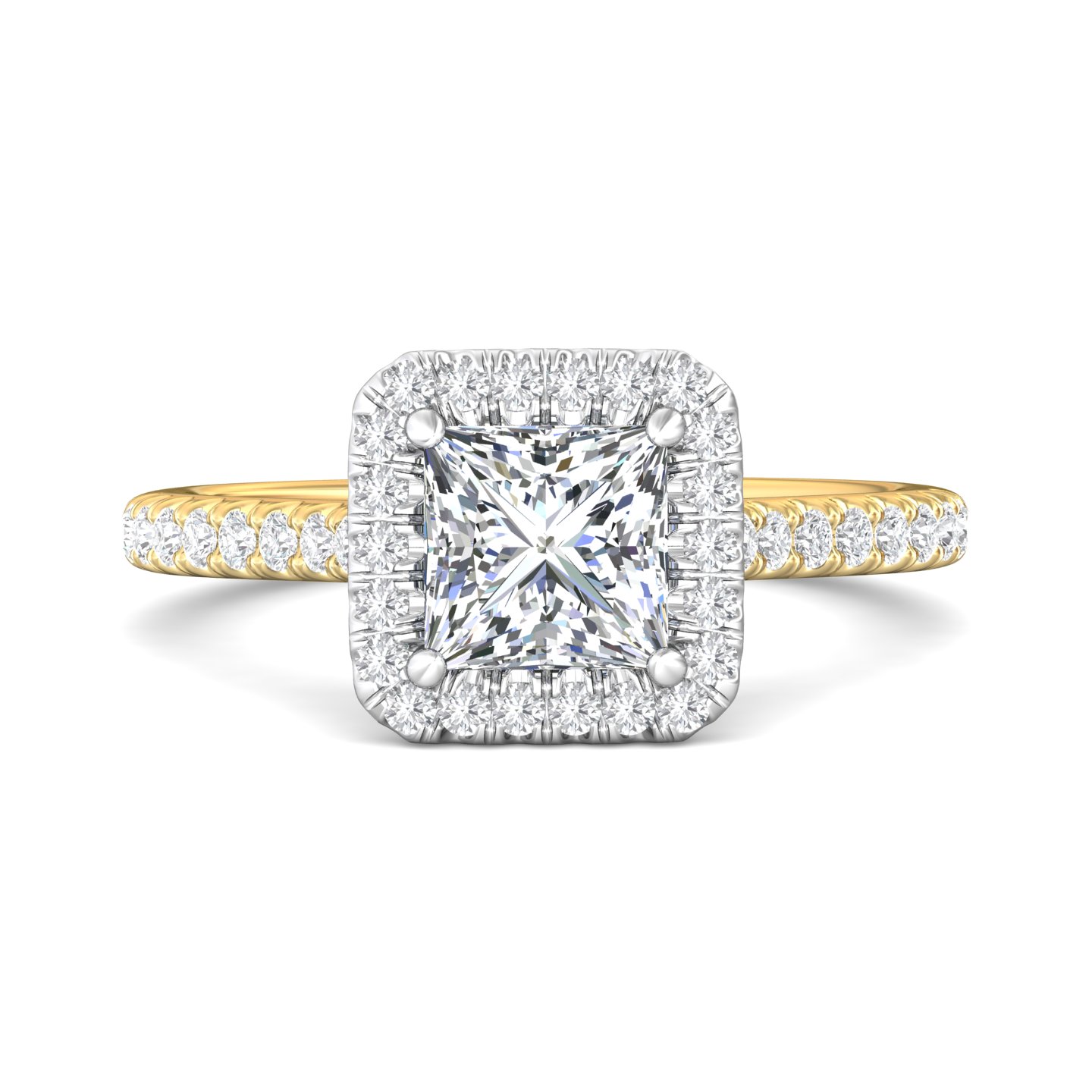 18K White and Yellow Gold Asscher Cut Diamond Engagement Ring