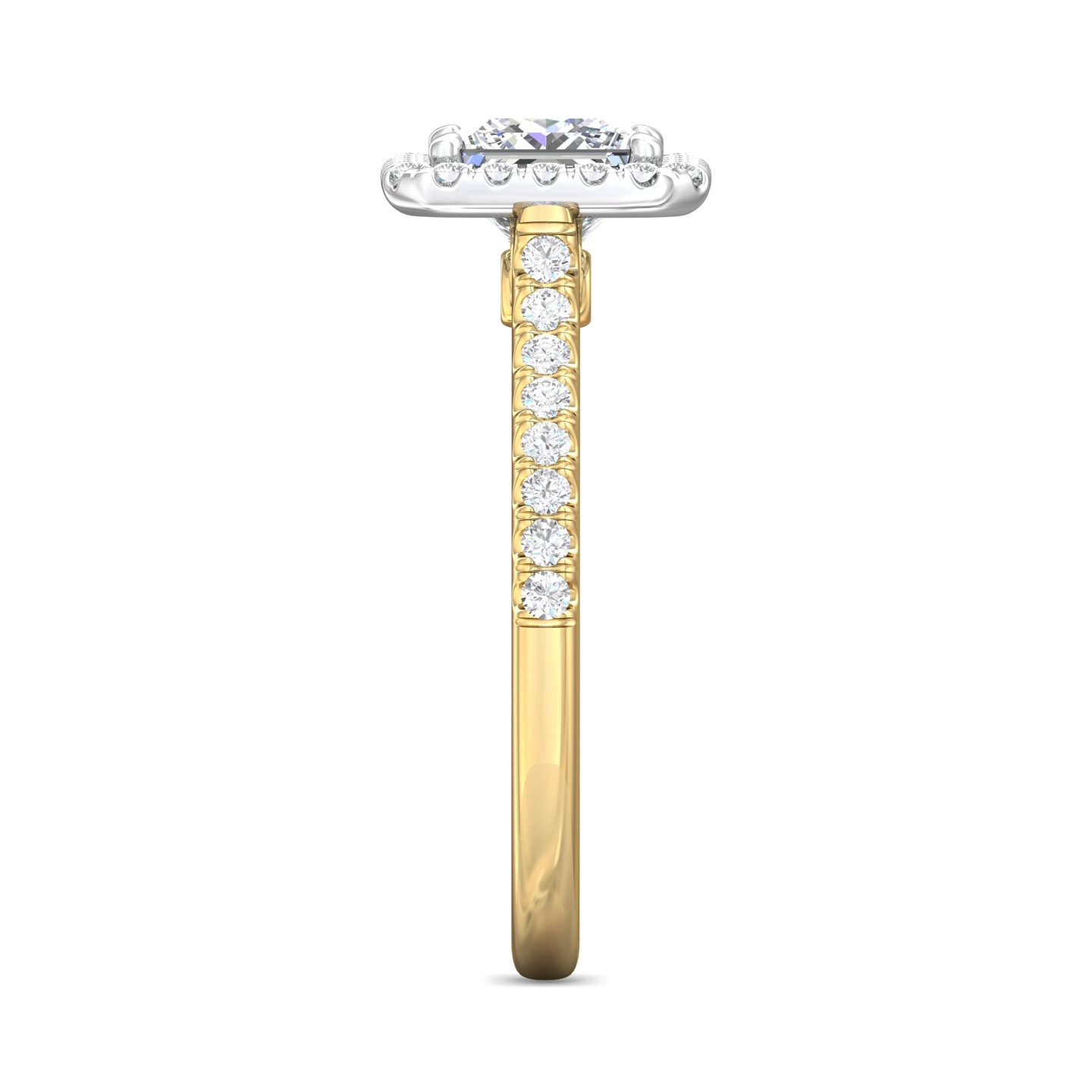 18K White and Yellow Gold Asscher Cut Diamond Engagement Ring