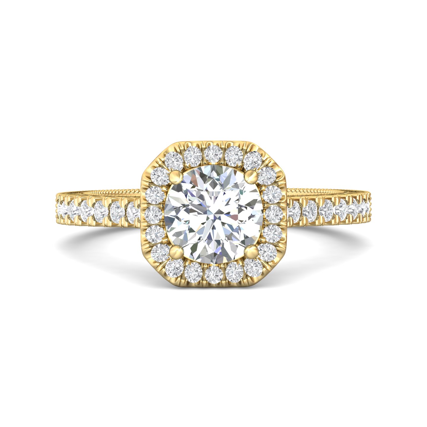 14K Yellow Gold Asscher Cut Diamond Engagement Ring