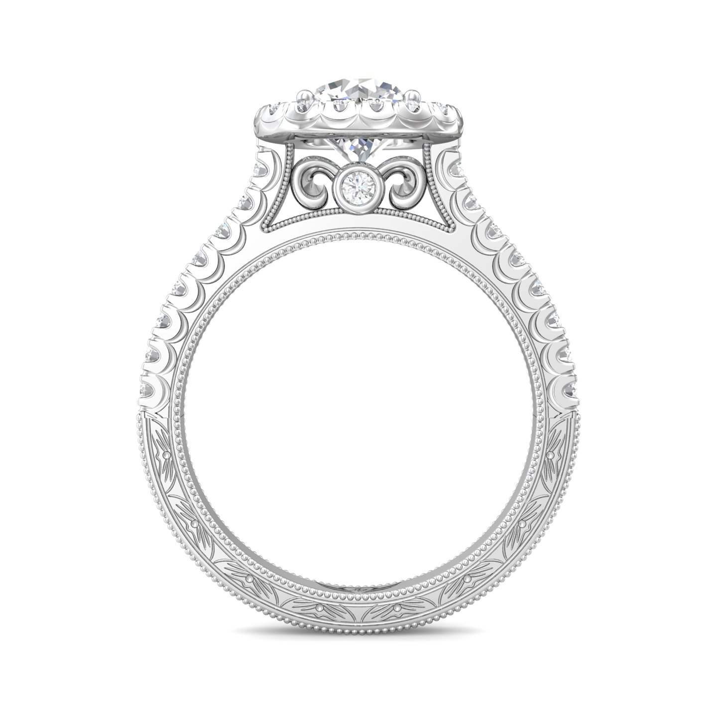 18K White Gold Cushion Diamond Engagement Ring