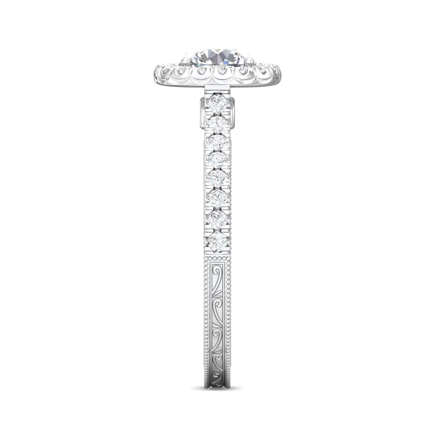 18K White Gold Cushion Diamond Engagement Ring