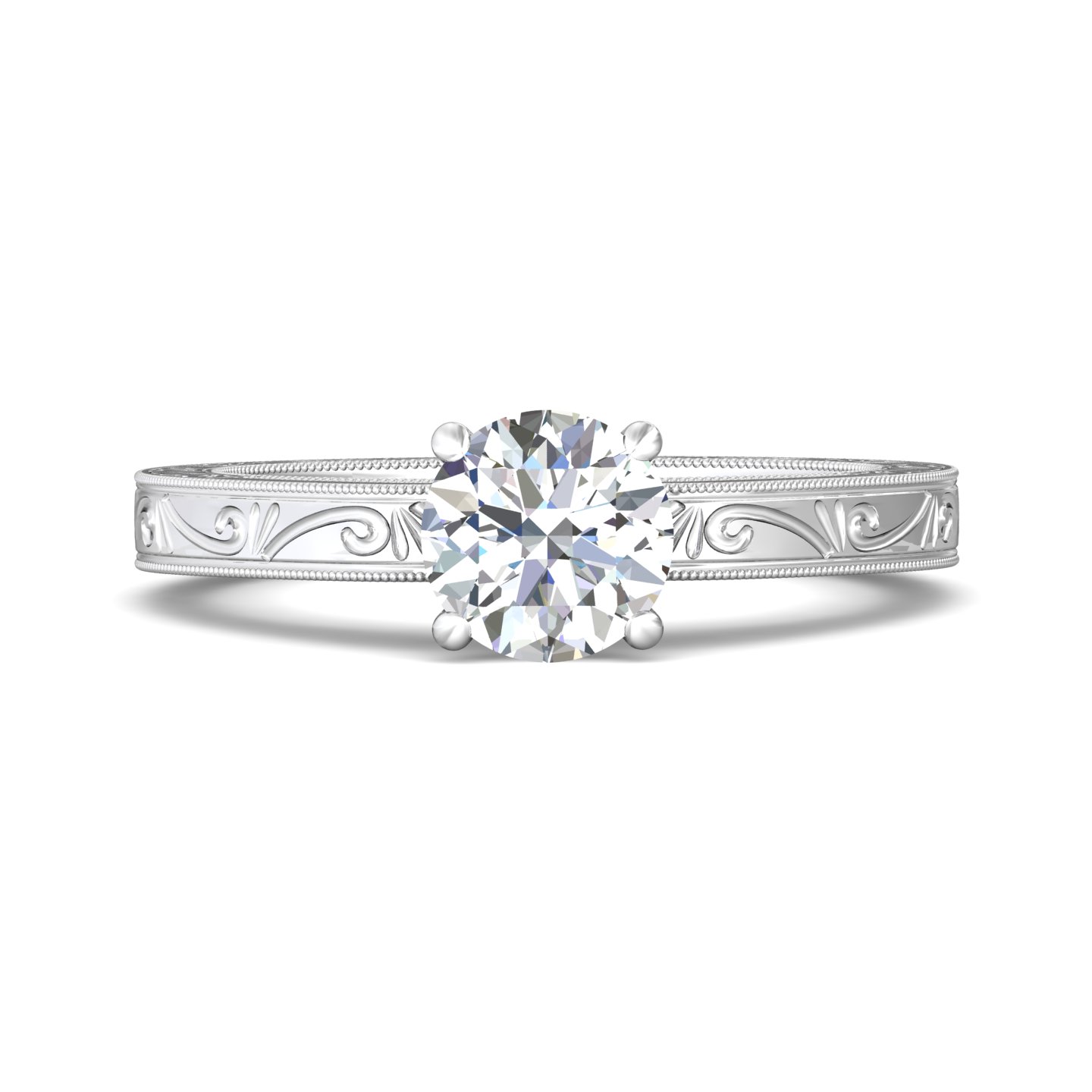 18k rose and white gold round diamond engagement ring