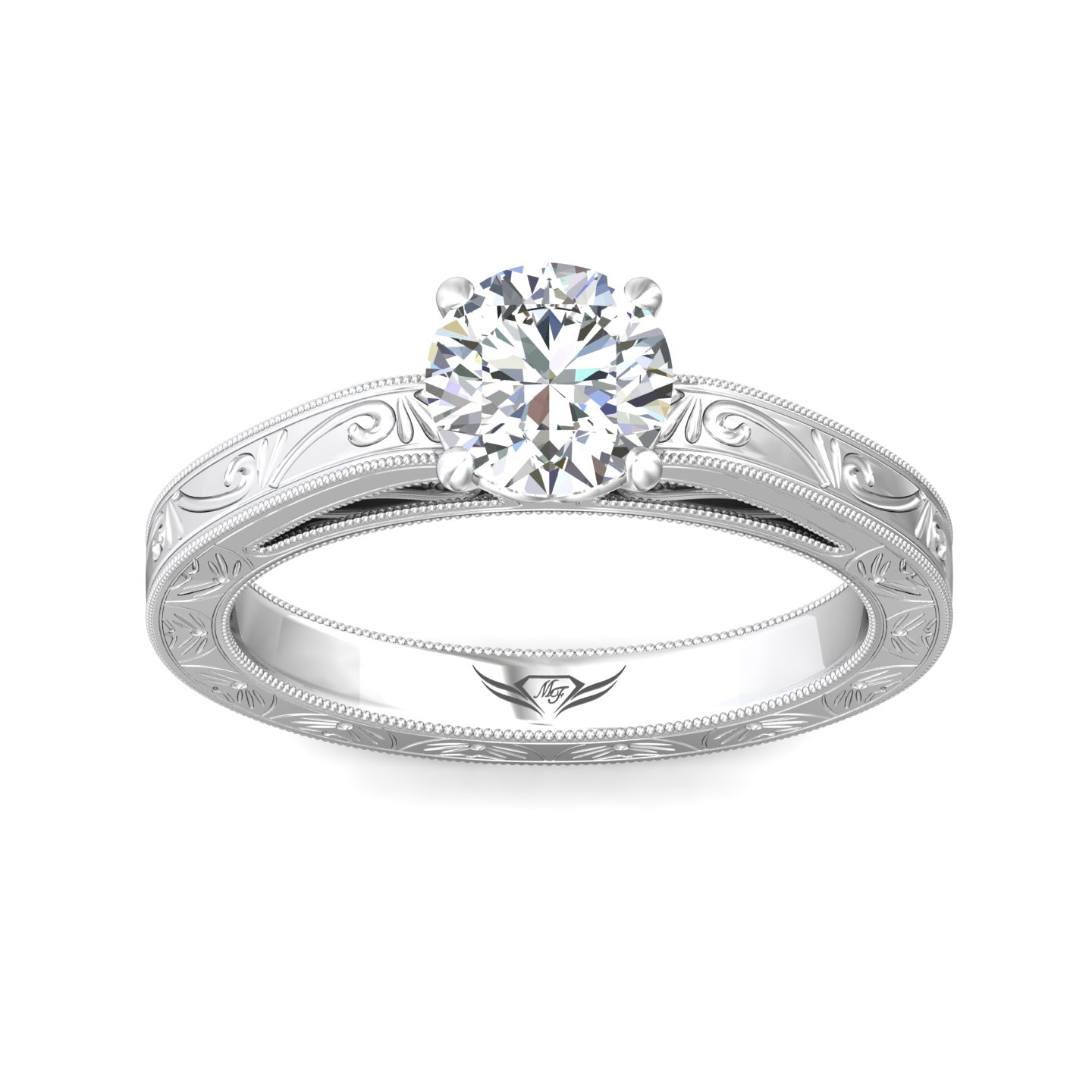 14K White Gold Round Diamond Engagement Ring