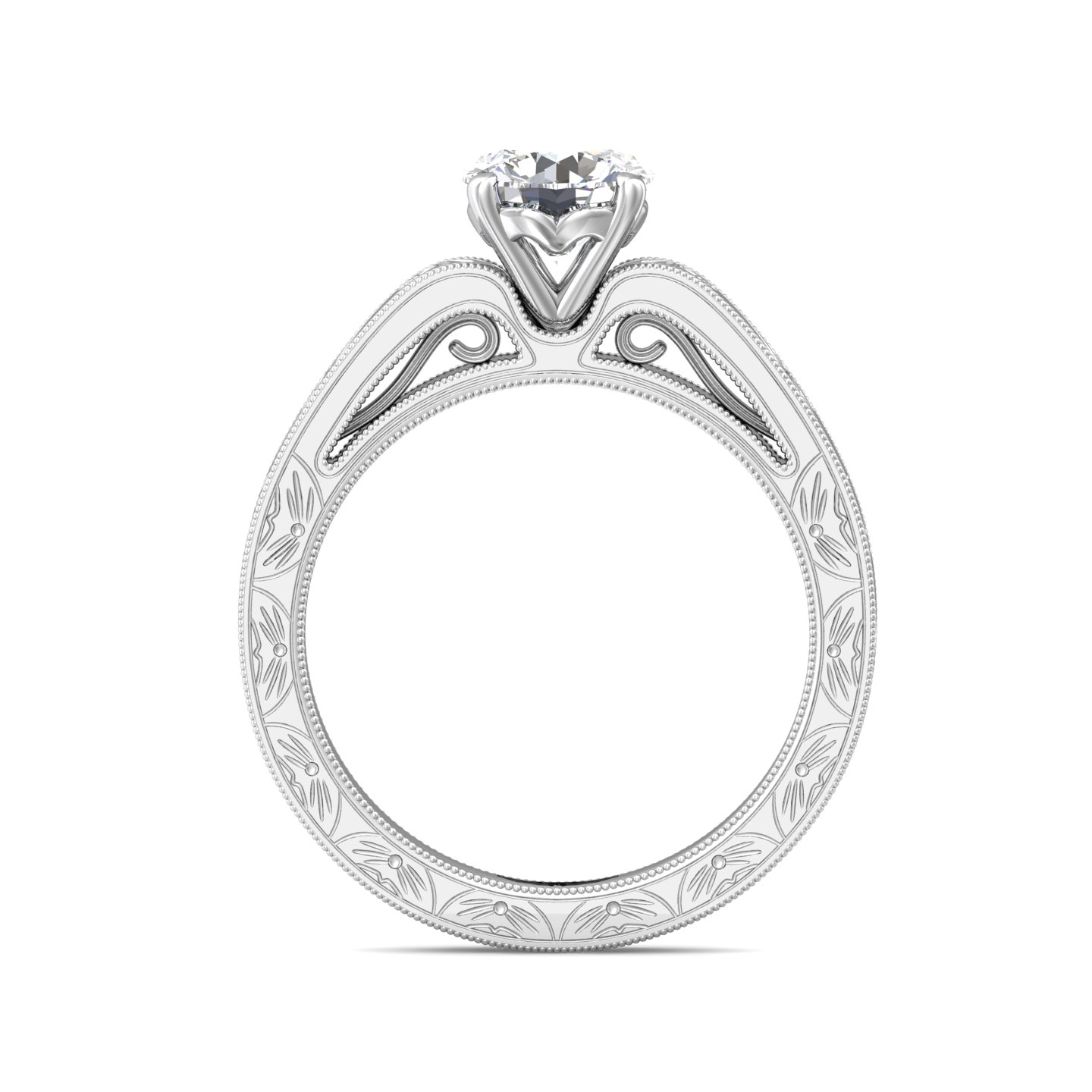 14K White Gold Round Diamond Engagement Ring