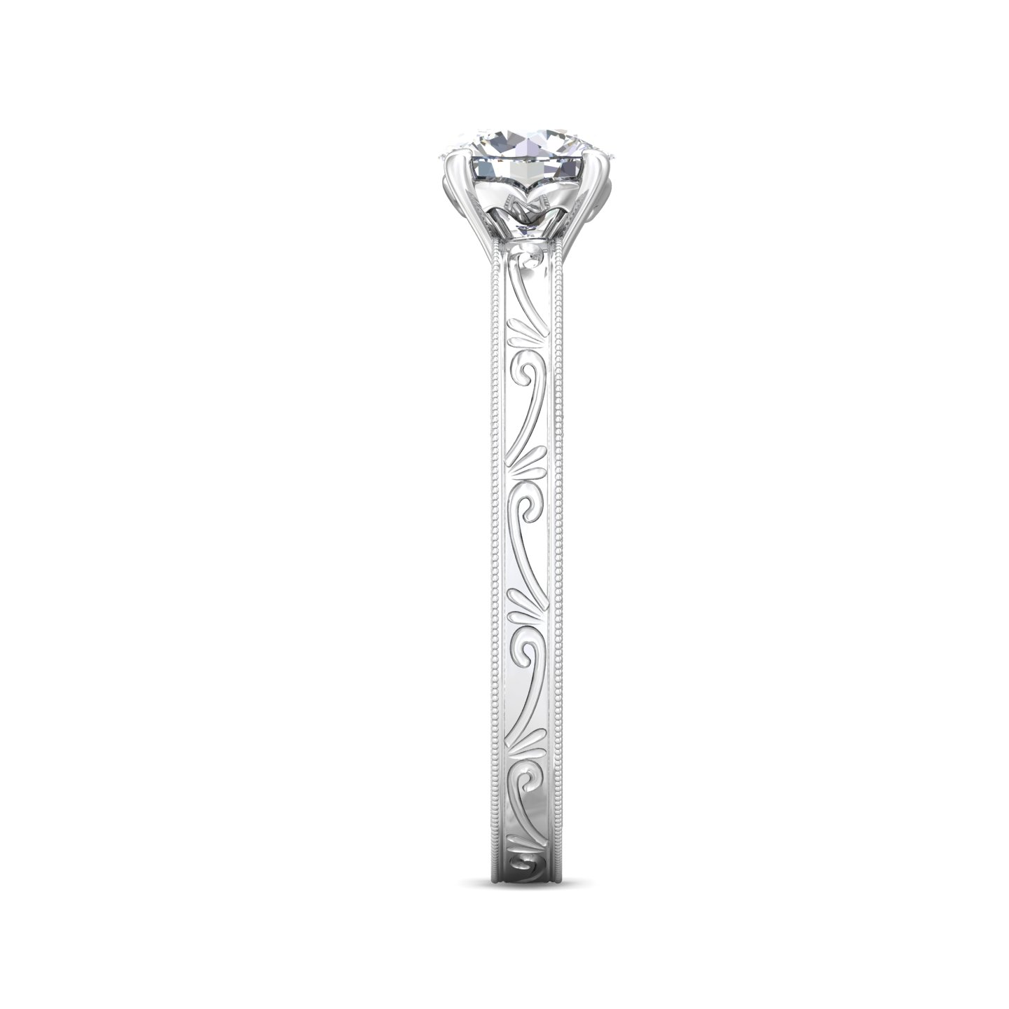 14K White Gold Round Diamond Engagement Ring
