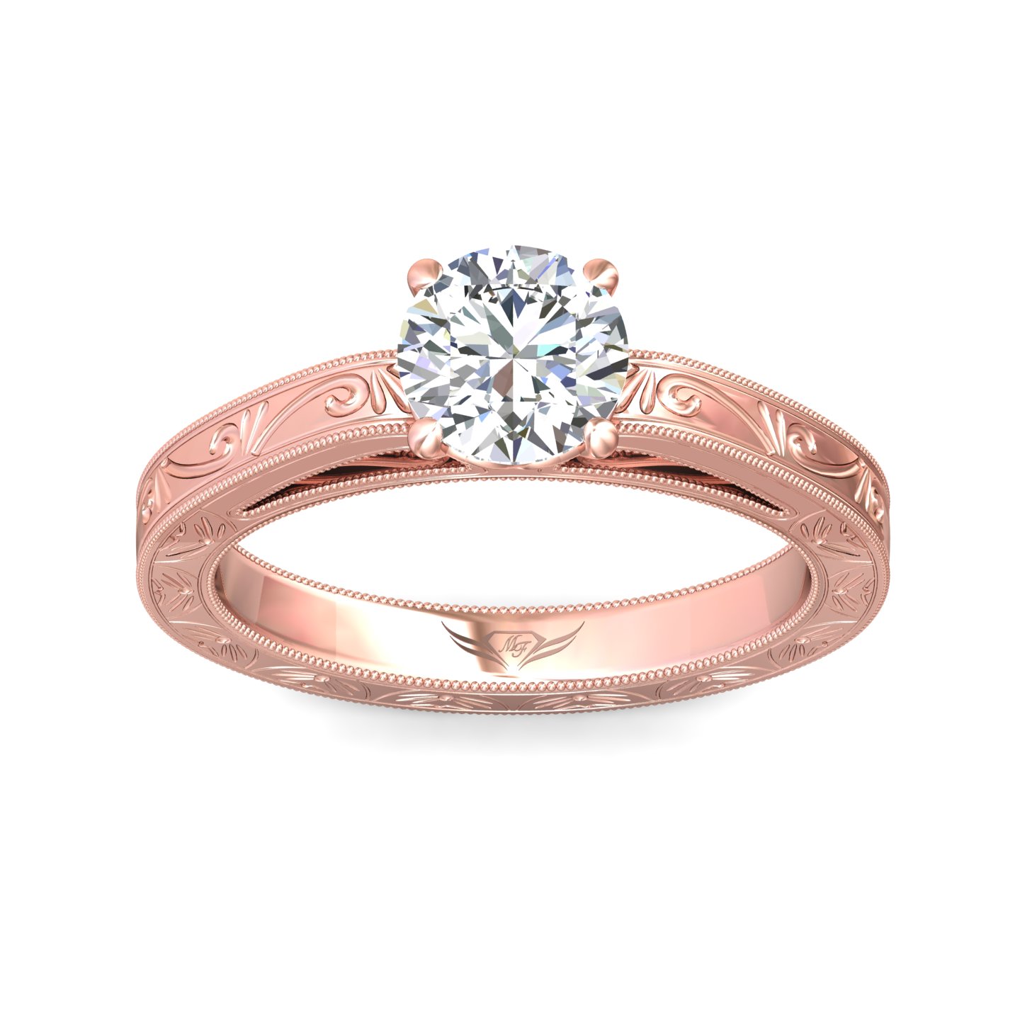 14K Rose Gold Round Diamond Engagement Ring