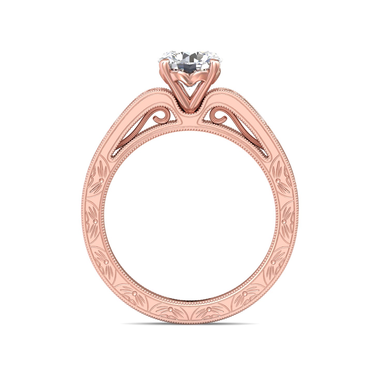 14K Rose Gold Round Diamond Engagement Ring